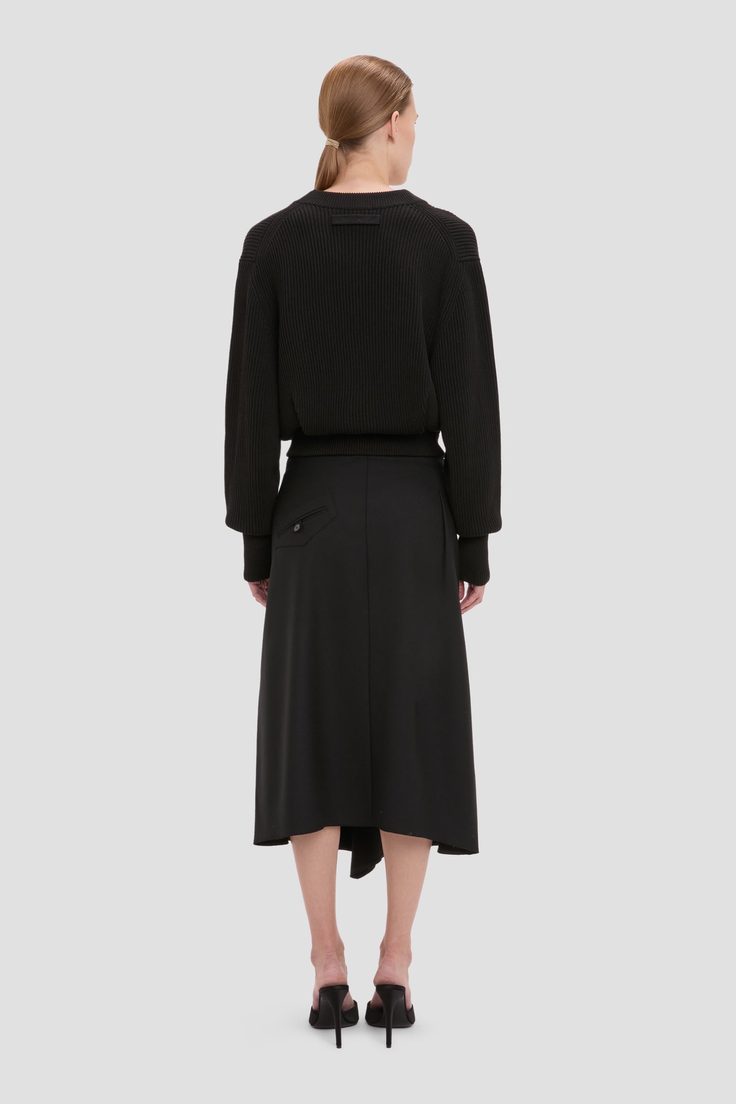 Cable Pocket Cardigan In Black