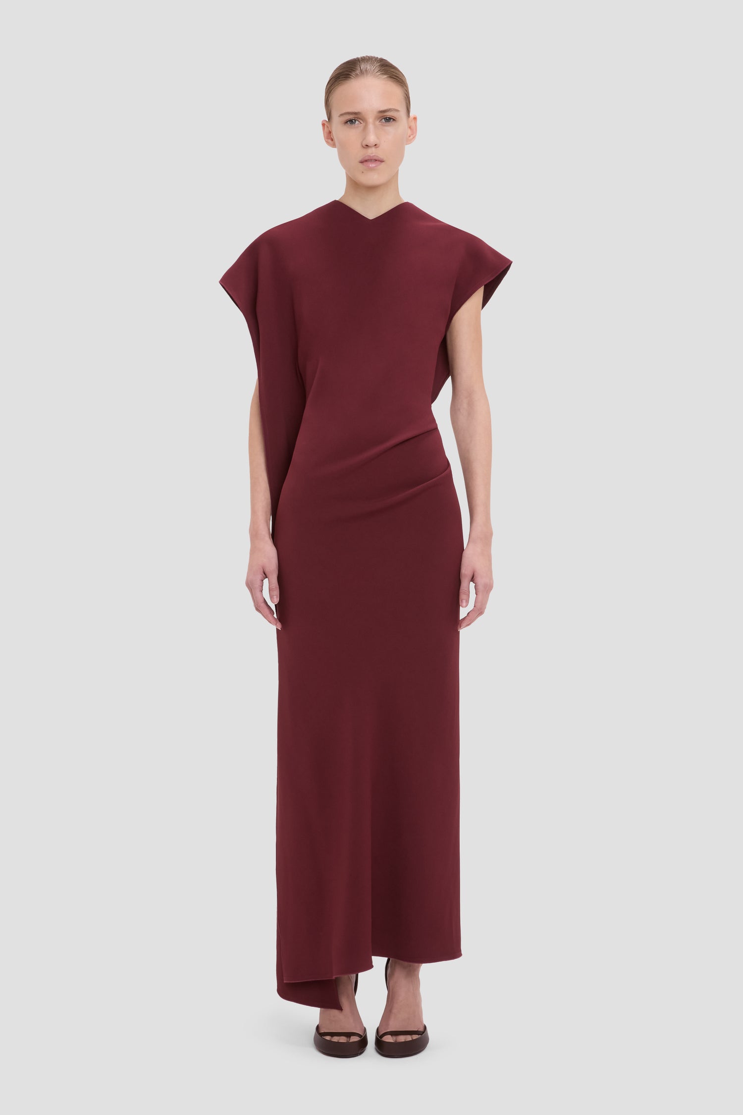 Victoria Midi Dress In Cinnabar Red