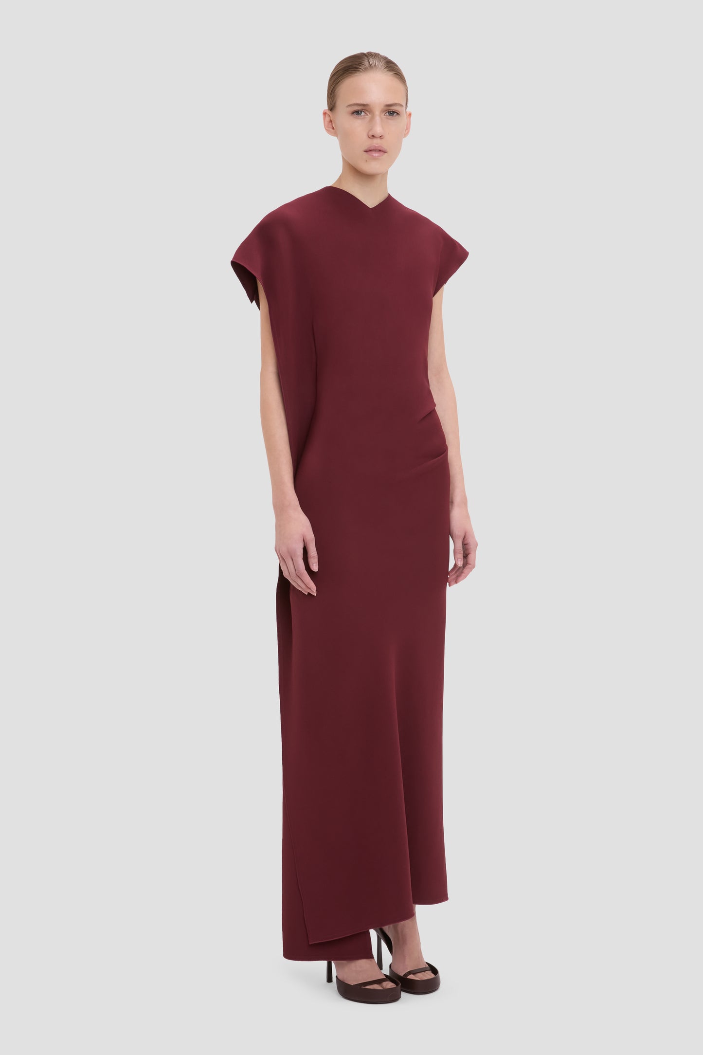 Victoria Midi Dress In Cinnabar Red