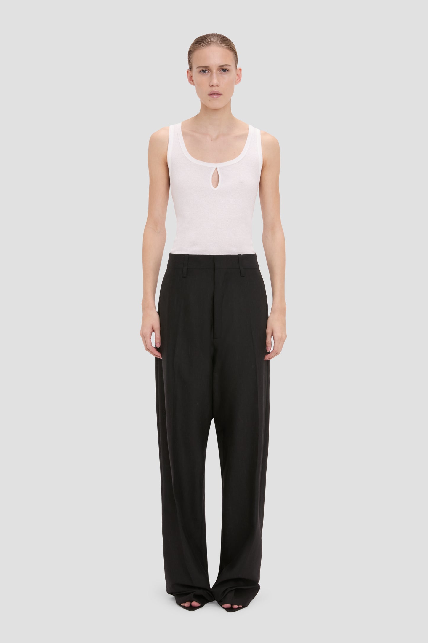 Curved Leg Trouser In Black