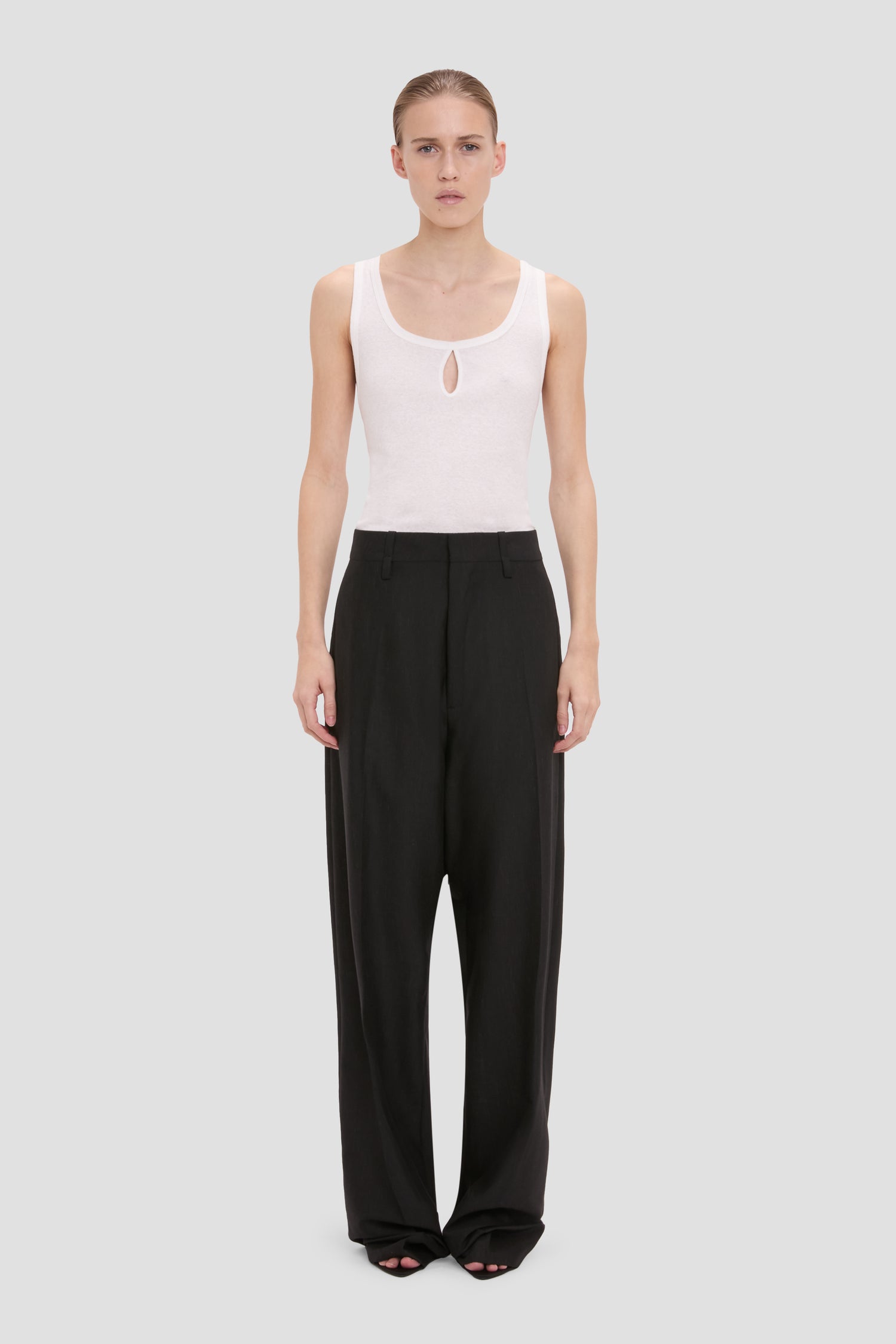 Curved Leg Trouser In Black