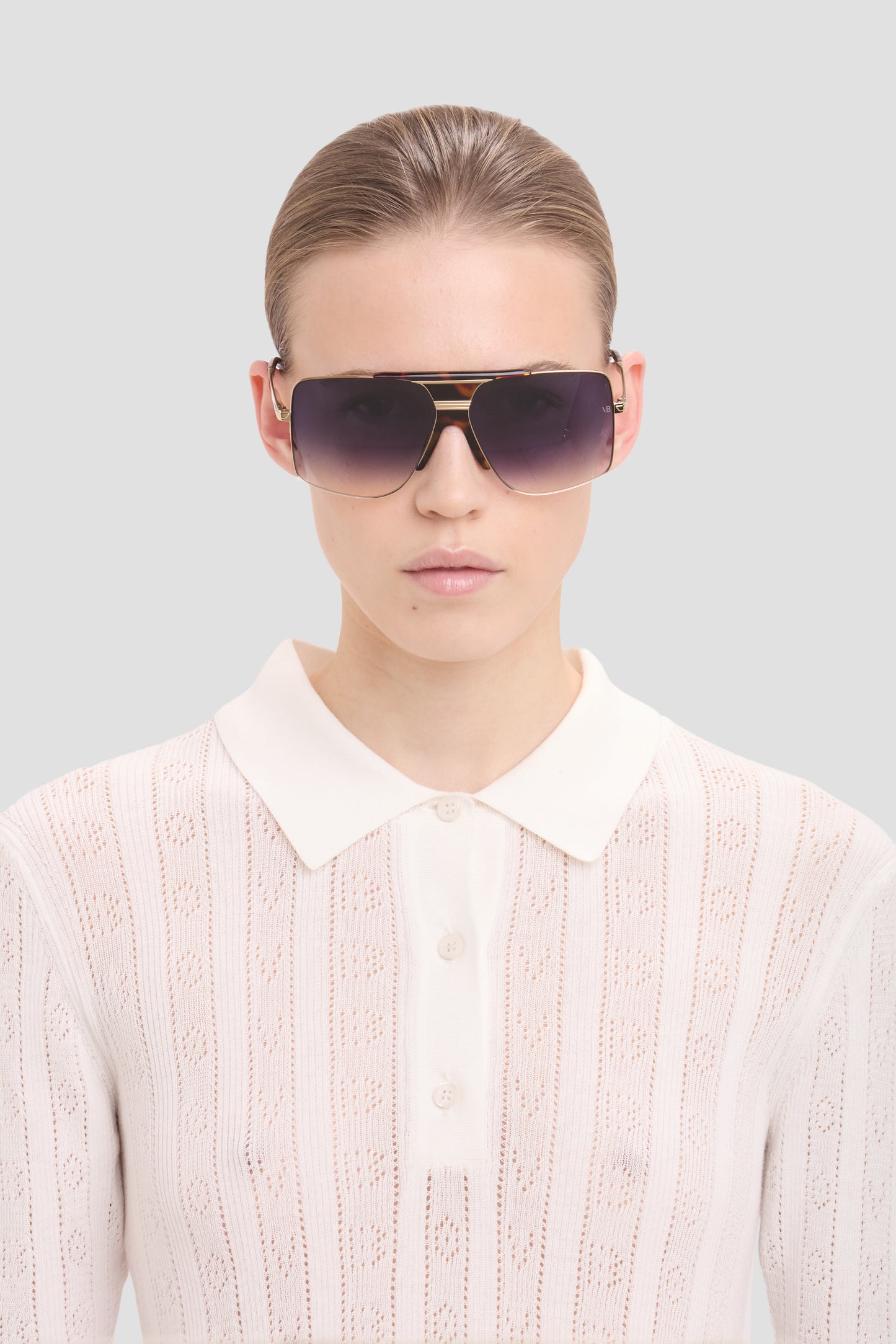 Oversized Metal And Acetate Frame In Gold Havana