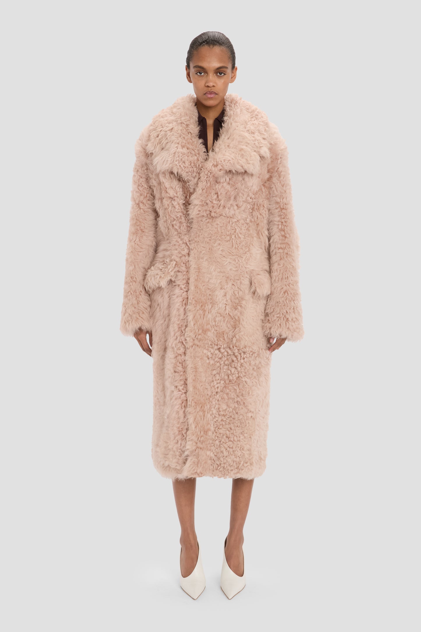 Shearling Coat In Pink