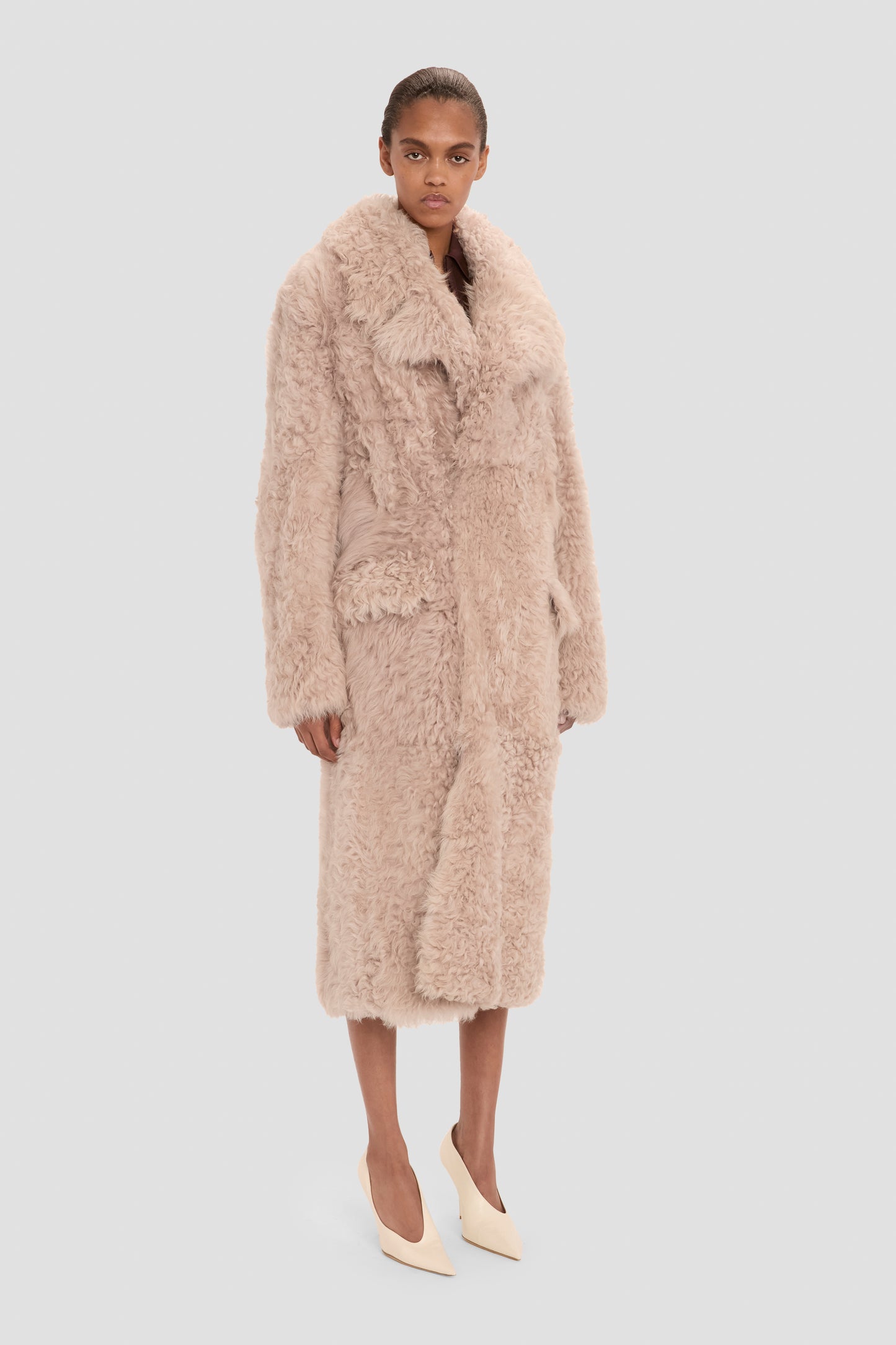 Shearling Coat In Pink