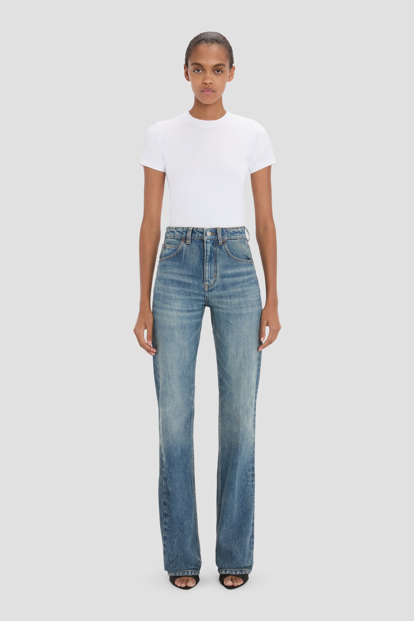 Julia Stretch Jean In Worn Blue Wash