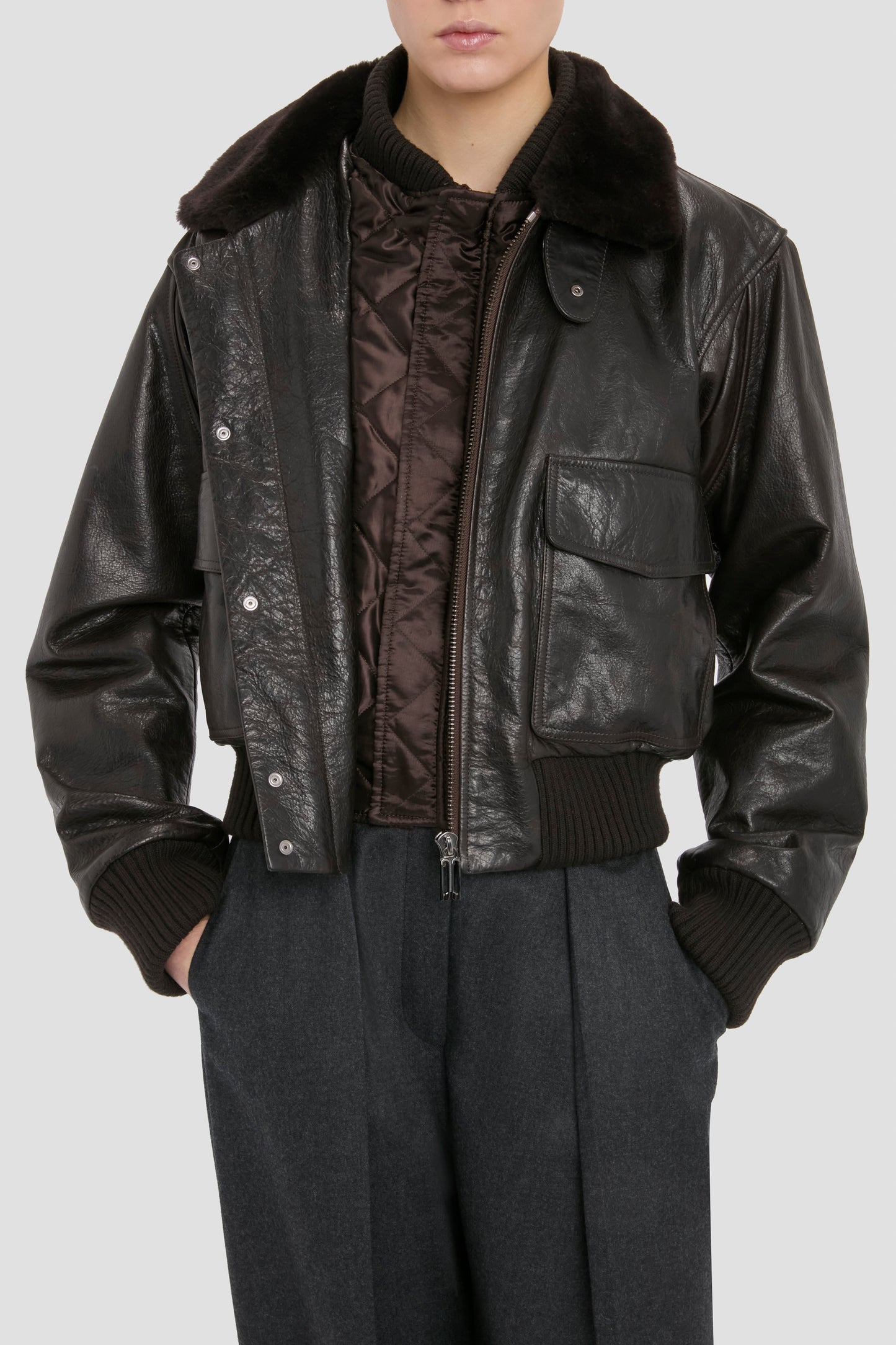 Aviator Jacket In Dark Earth