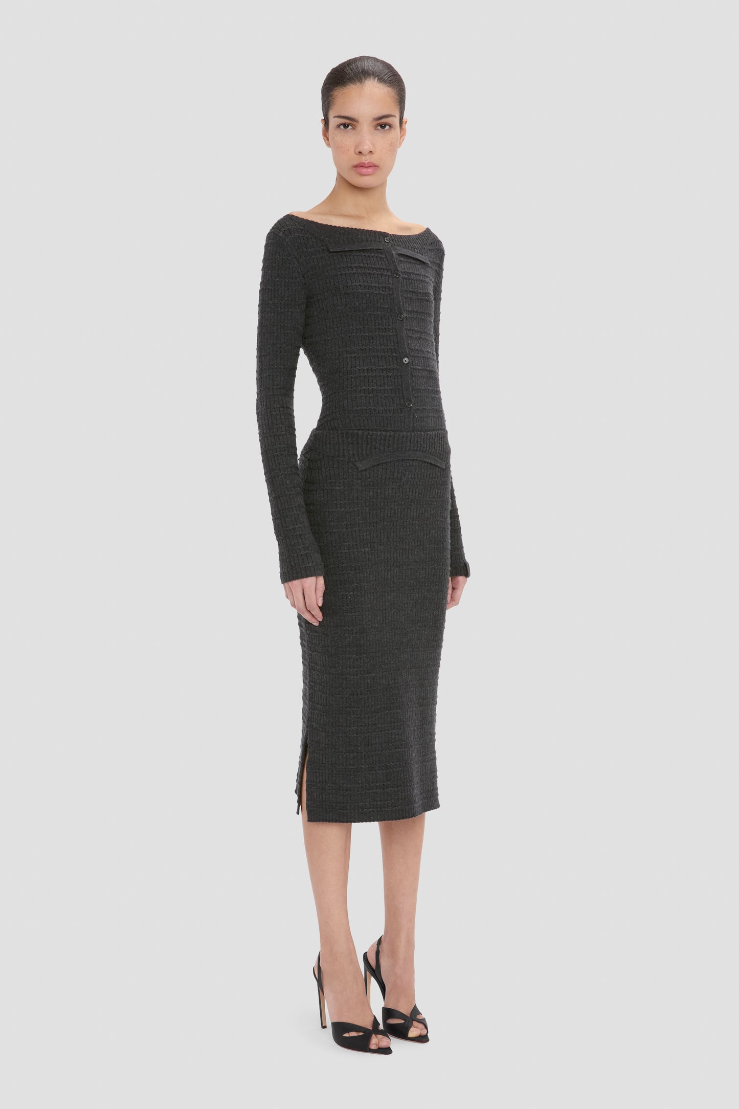 Folded Skirt In Grey Melange