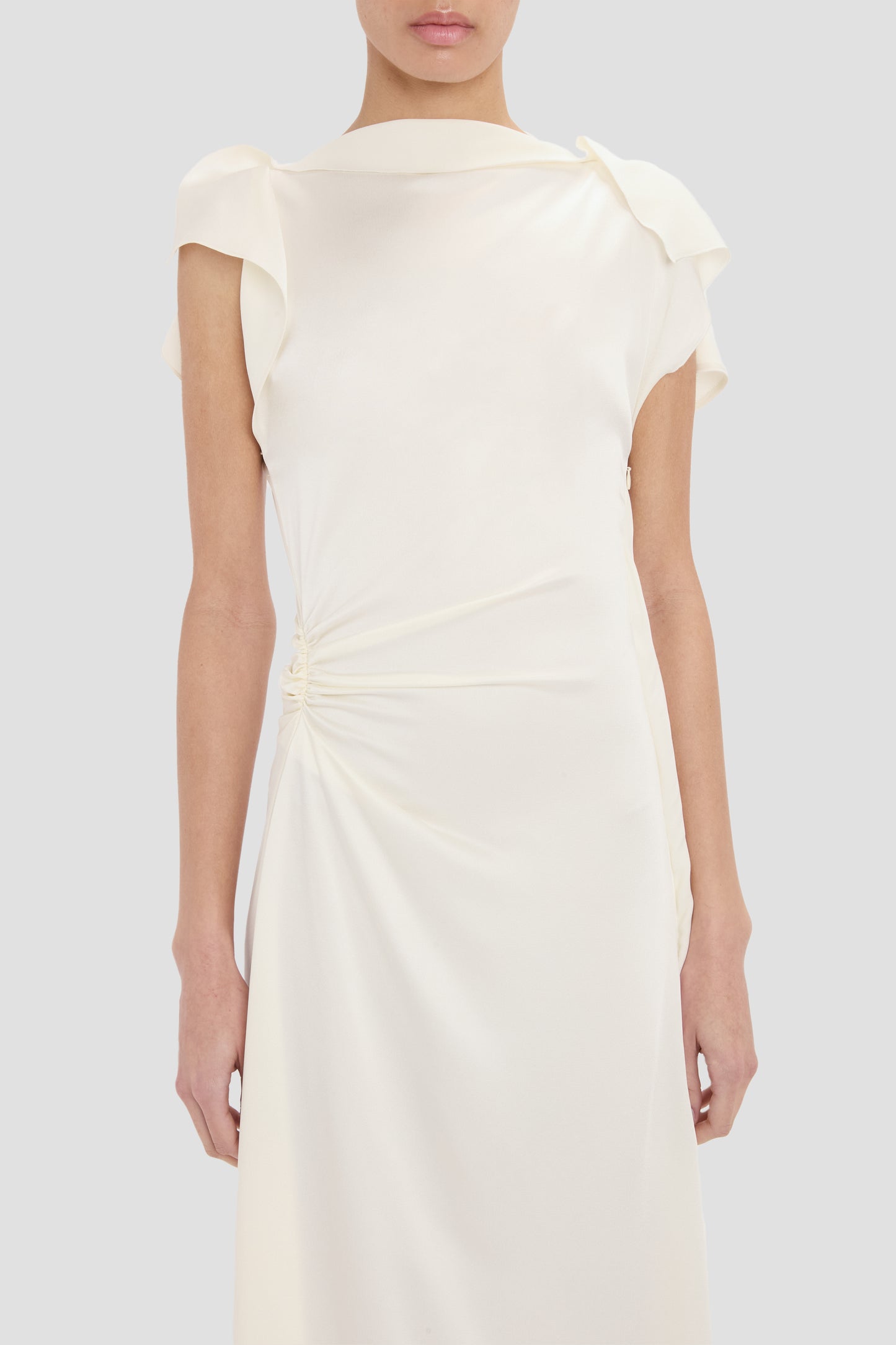Drape Midi Dress In Ivory