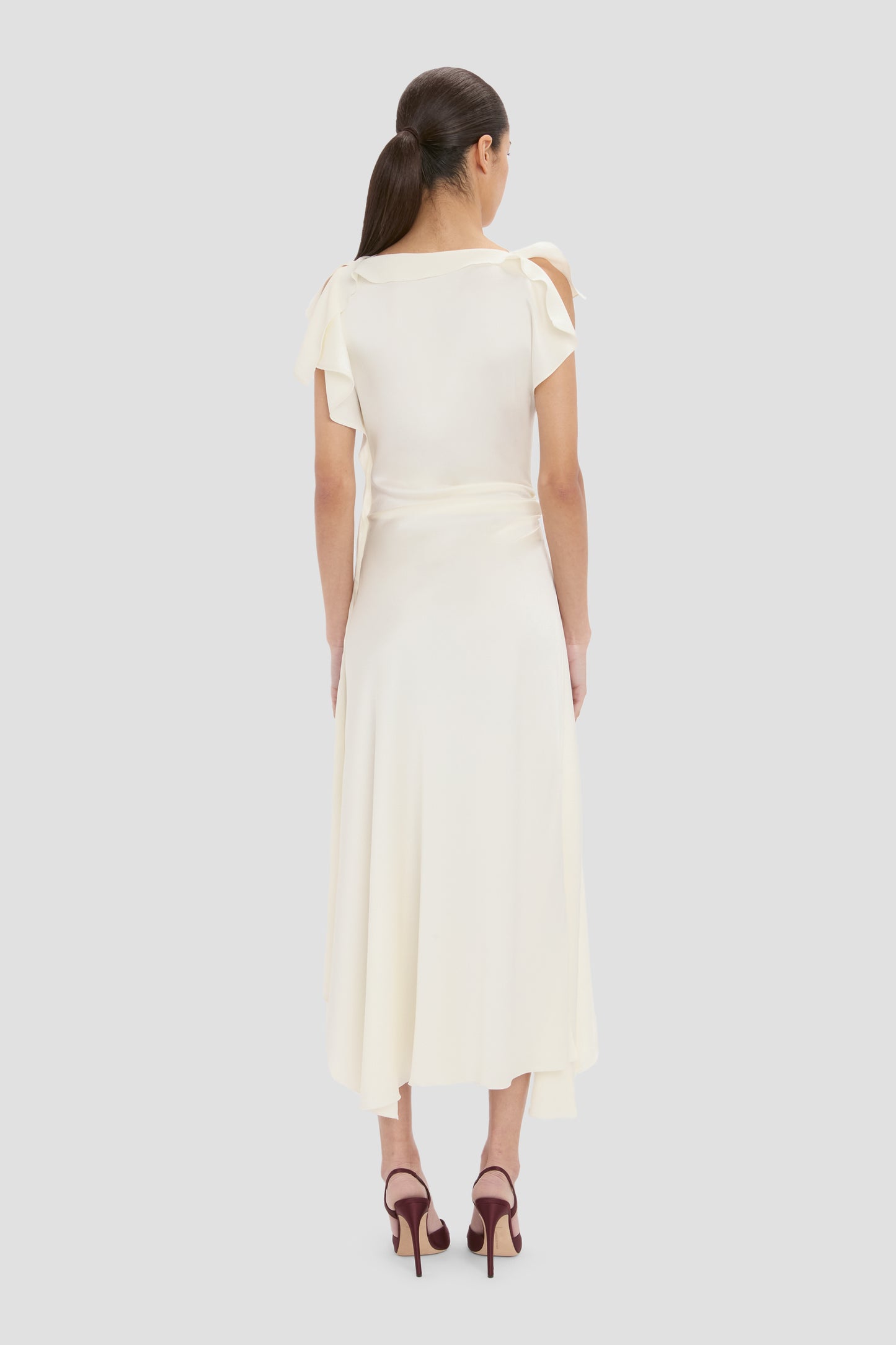 Drape Midi Dress In Ivory