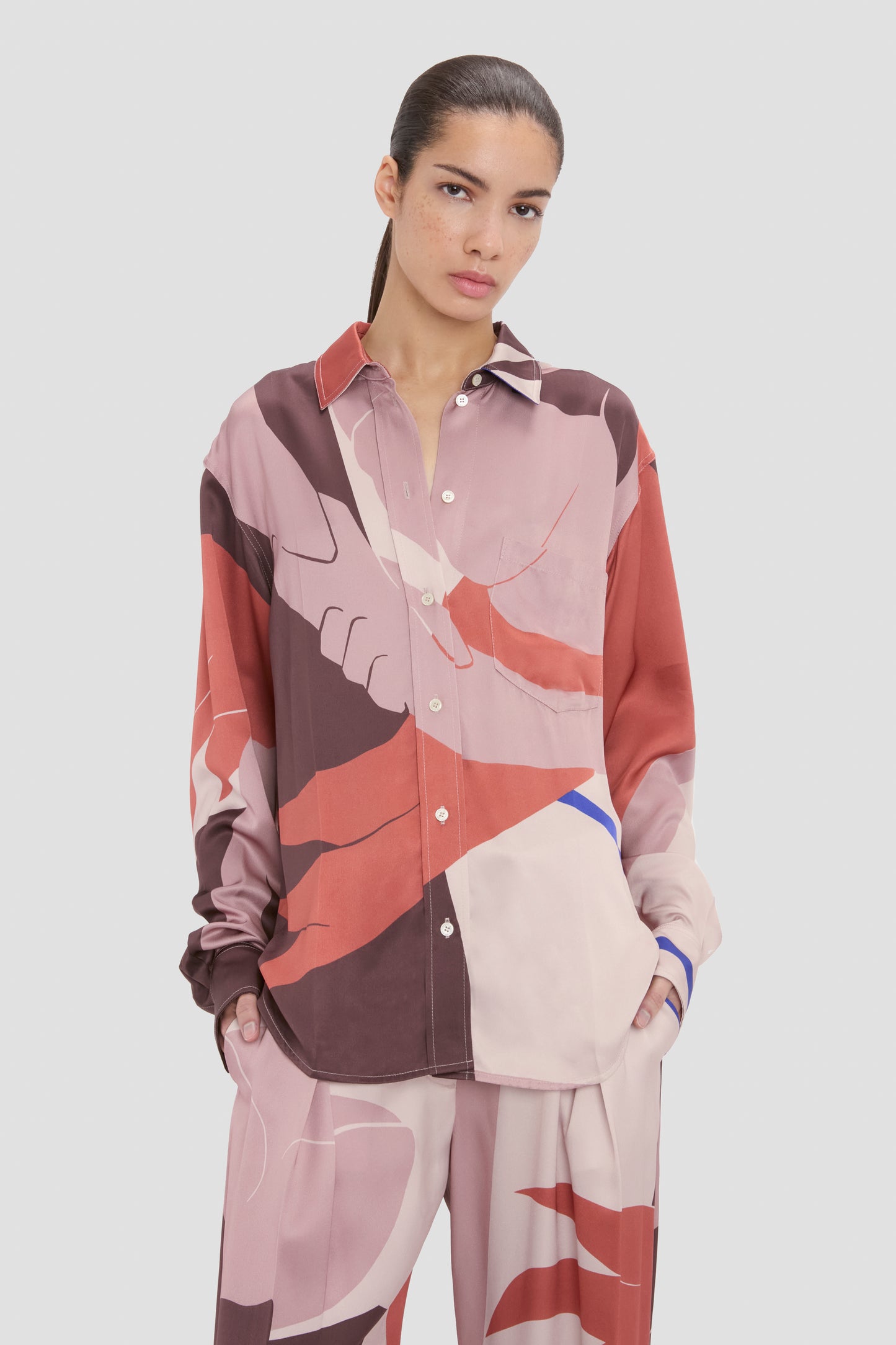 Remi Shirt In Abstract Earth Beige