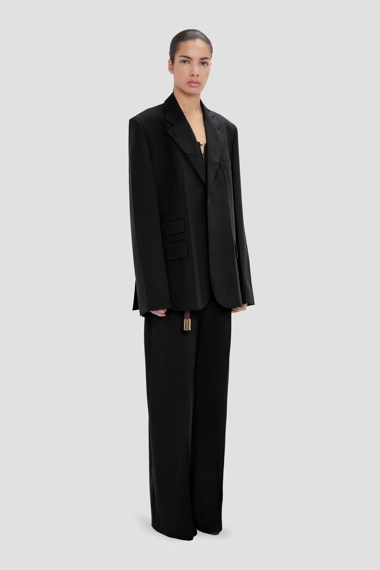 Notched Lapel Jacket In Black