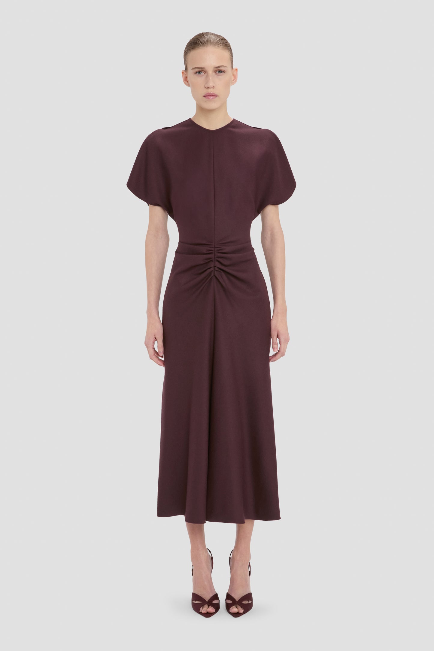 Bela Midi Dress In Burgundy