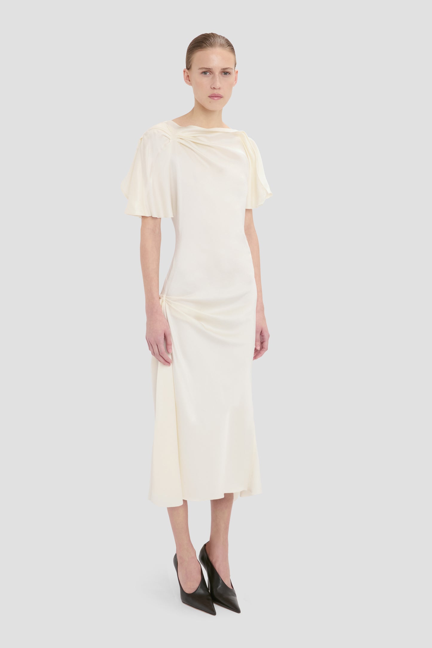 Cap Sleeve Dress In Ivory