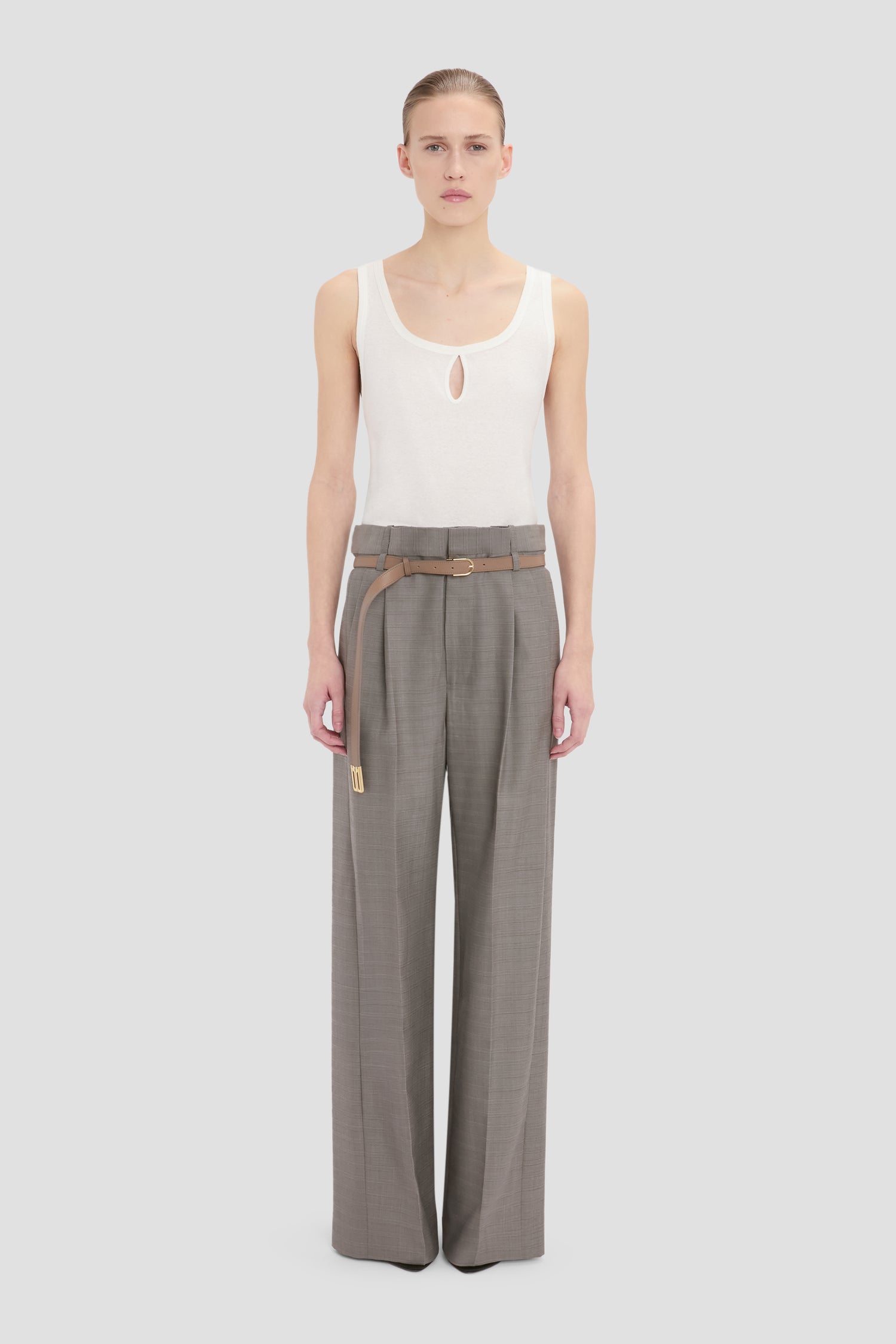 Pleated Waist Trouser In Nickel