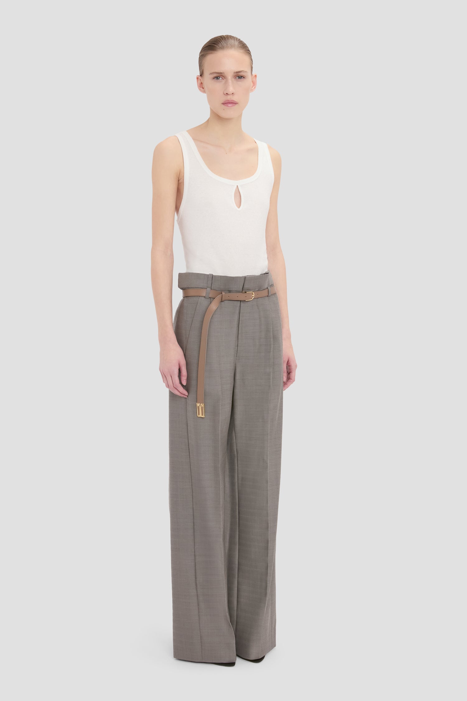 Pleated Waist Trouser In Nickel