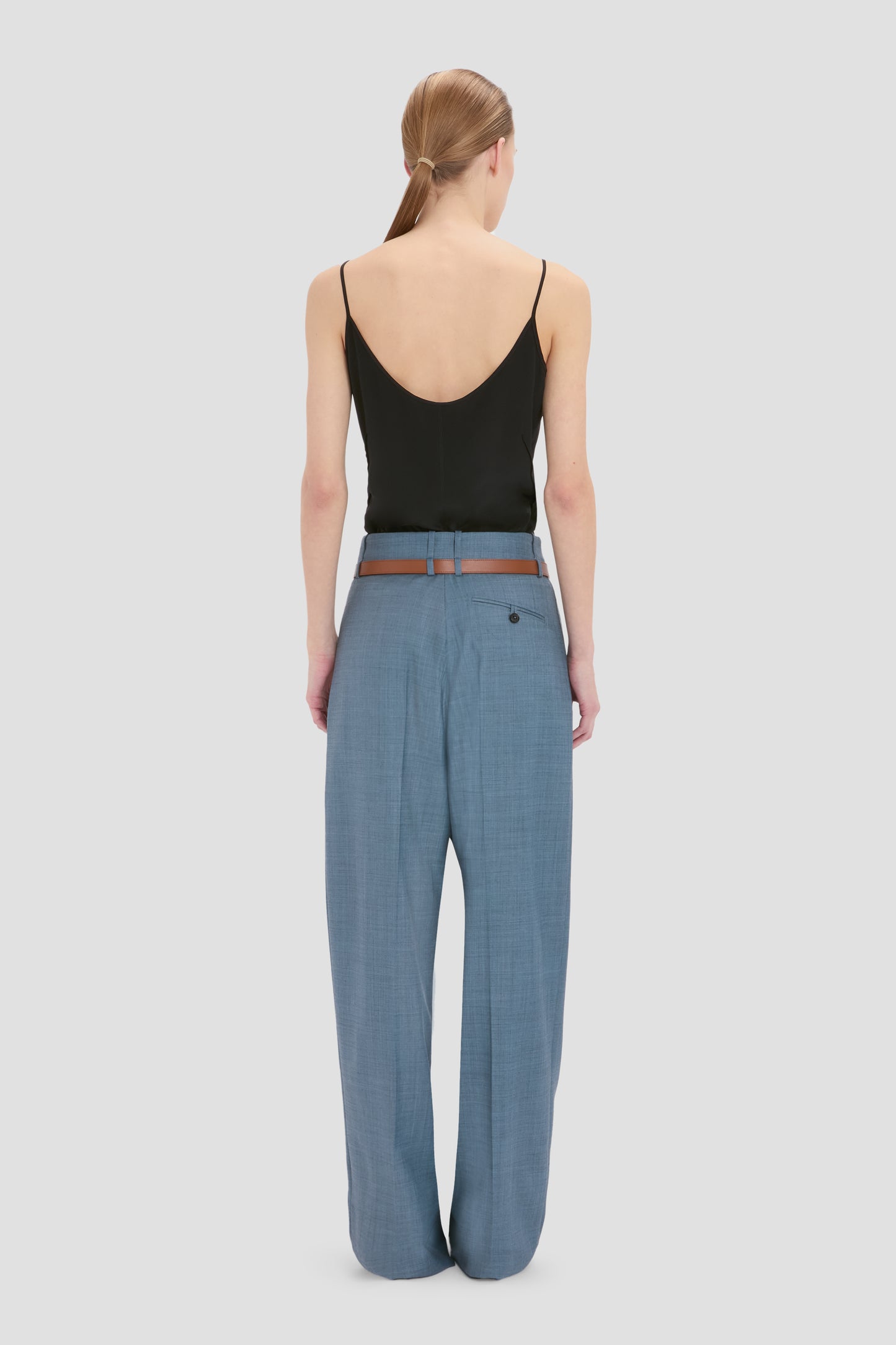 Curved Leg Trouser In Cloud Blue