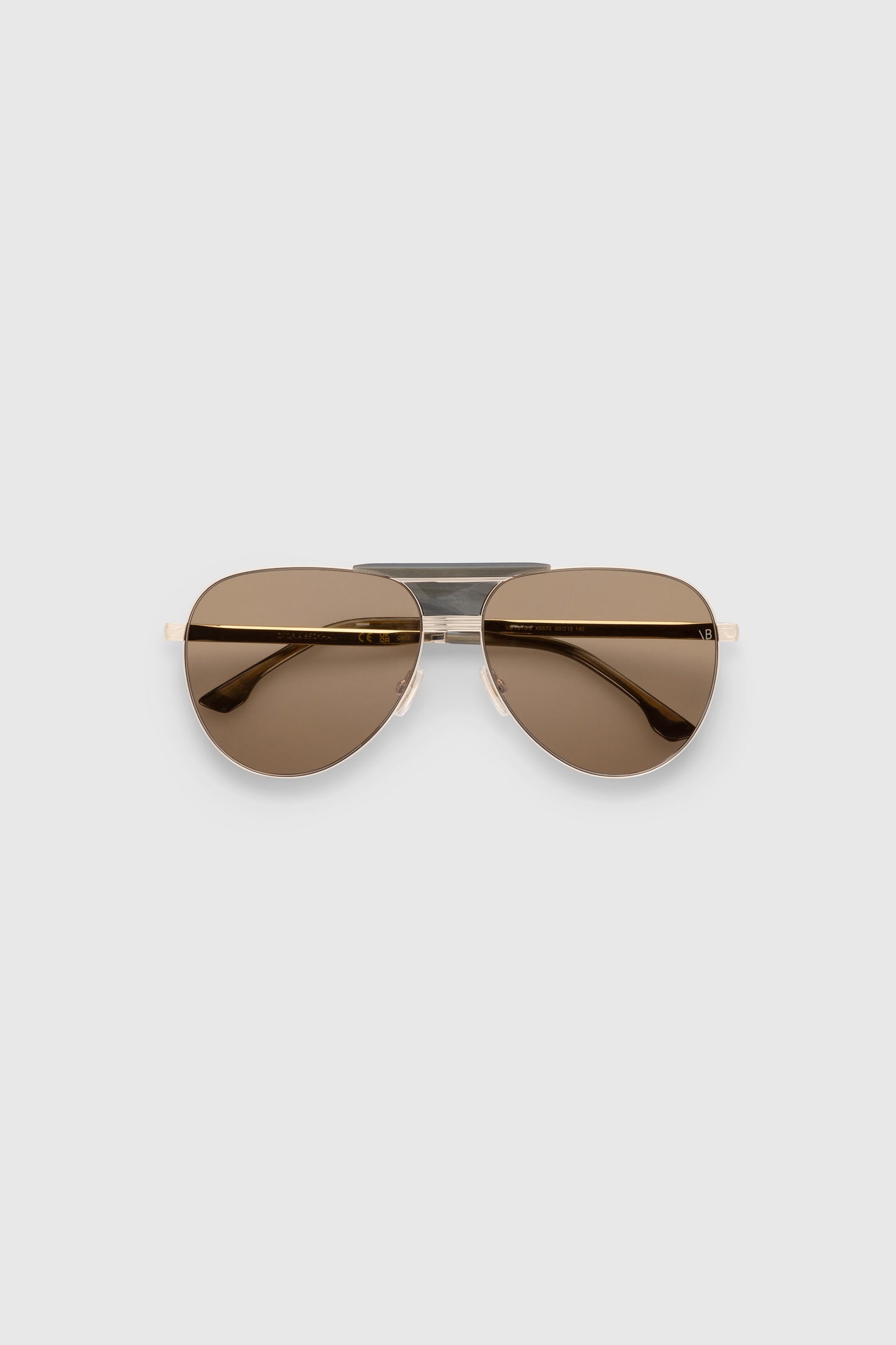 Oversized Metal And Acetate Pilot Frame In Gold Khaki