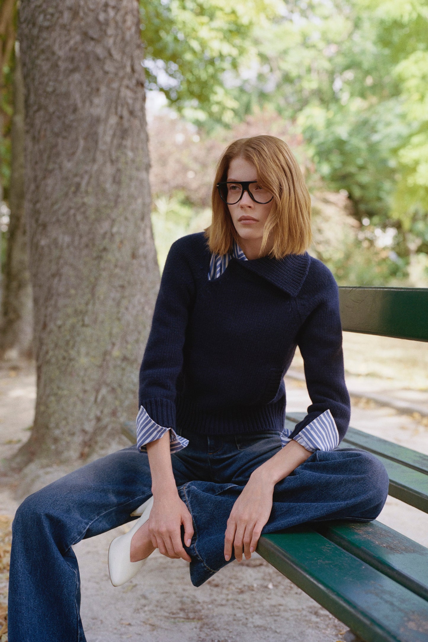Asymmetric Collar Jumper In Navy