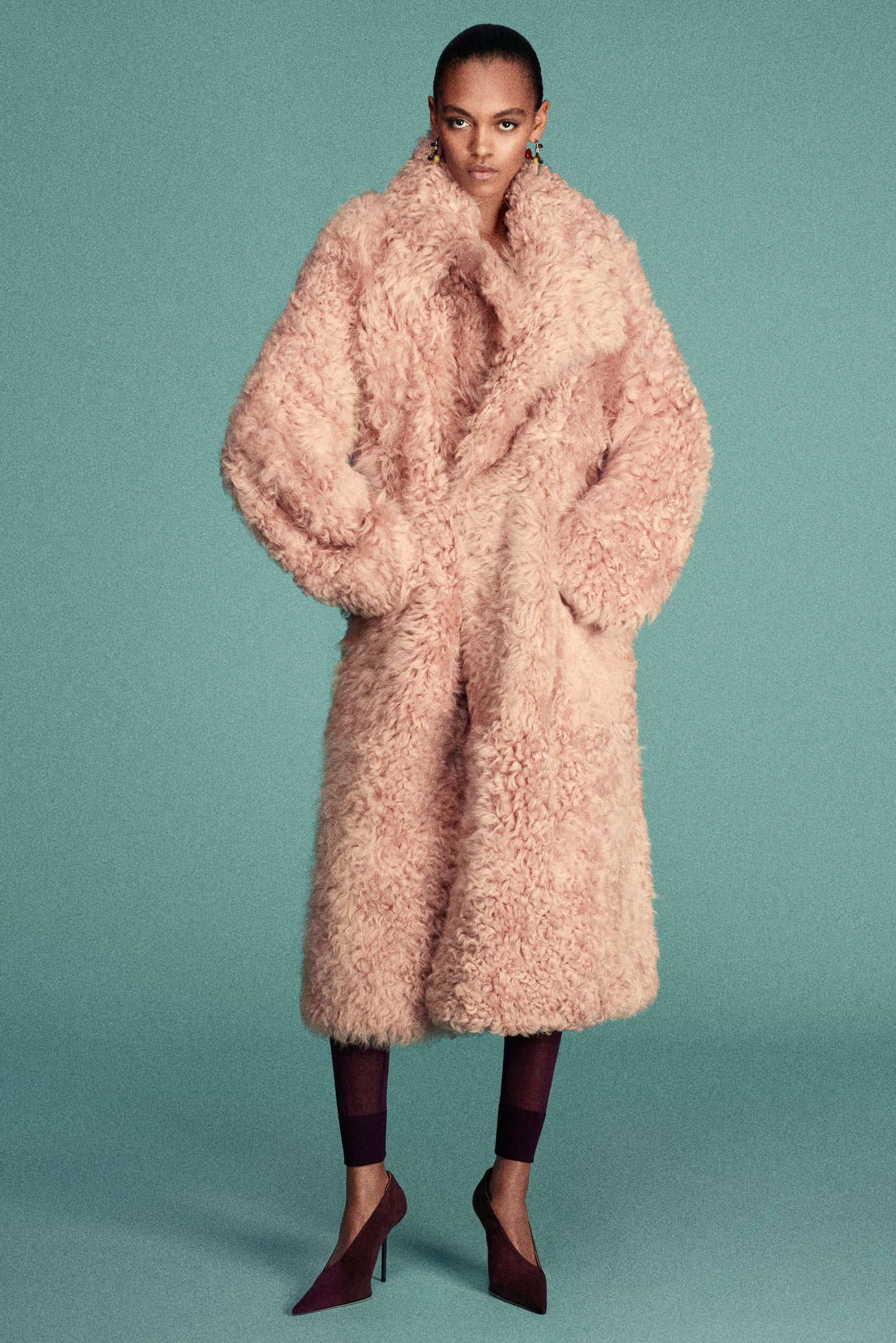 Shearling Coat In Pink