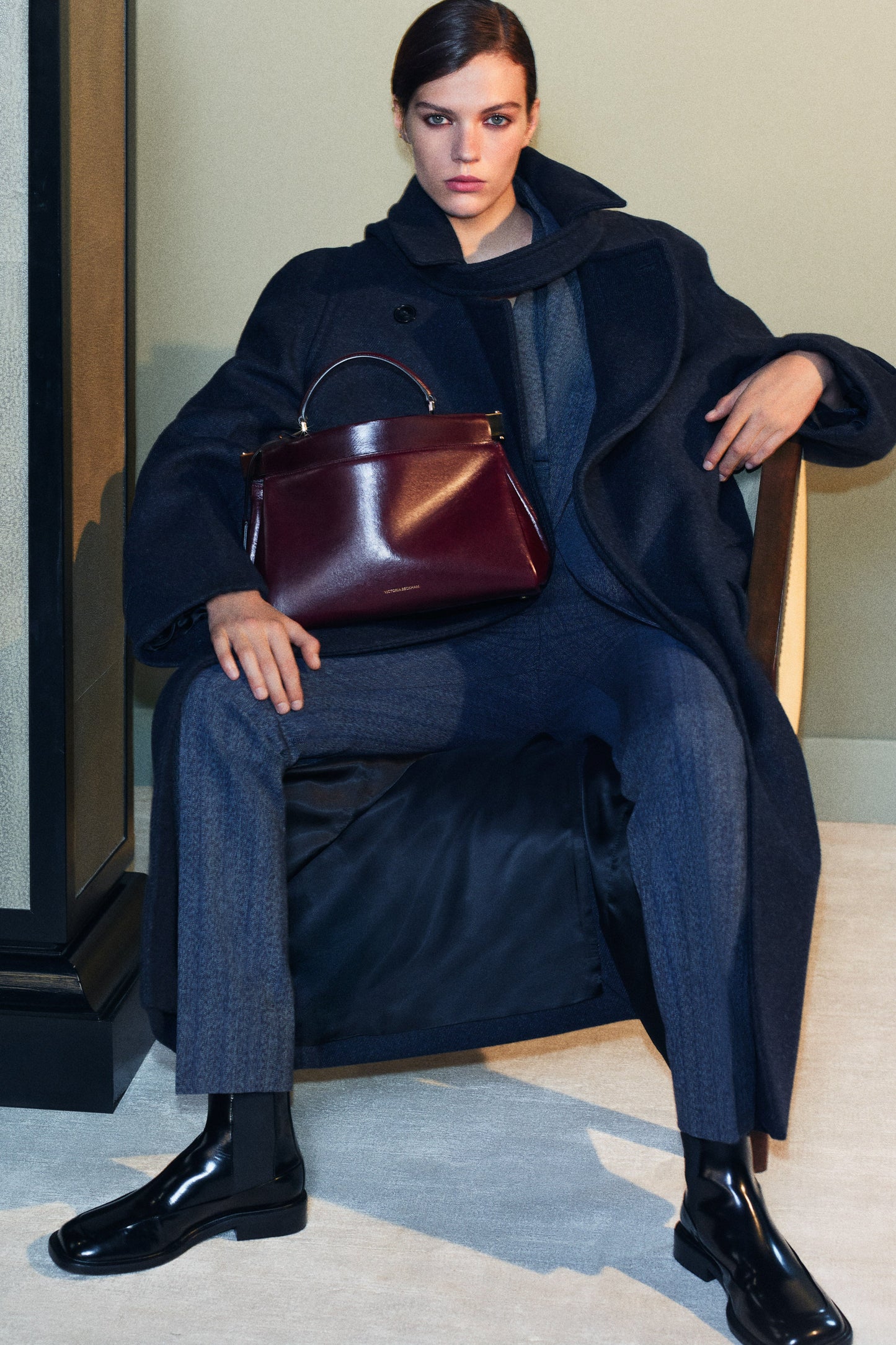 Latched Raglan Coat In Navy
