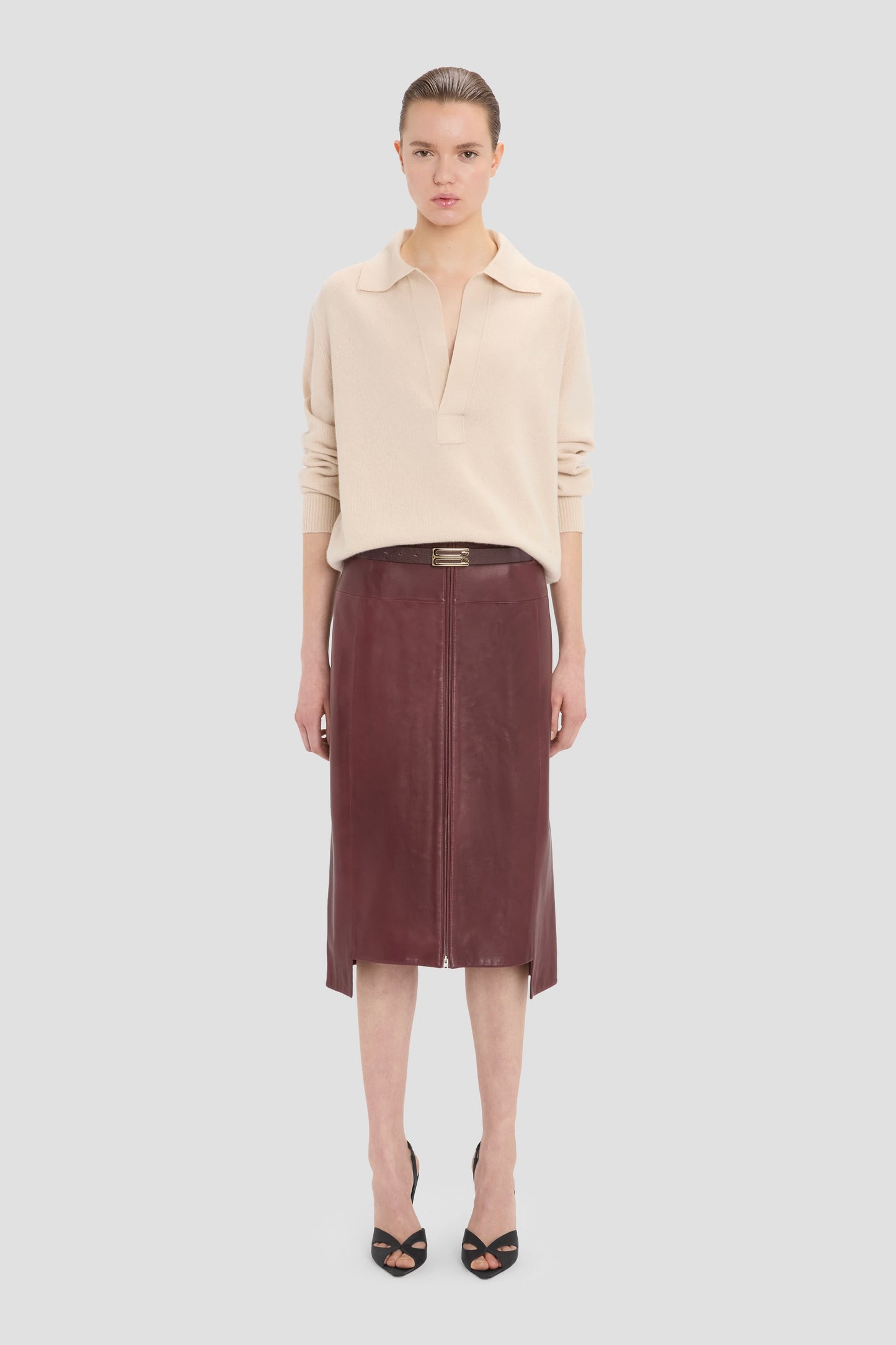 Leather Skirt In Acai