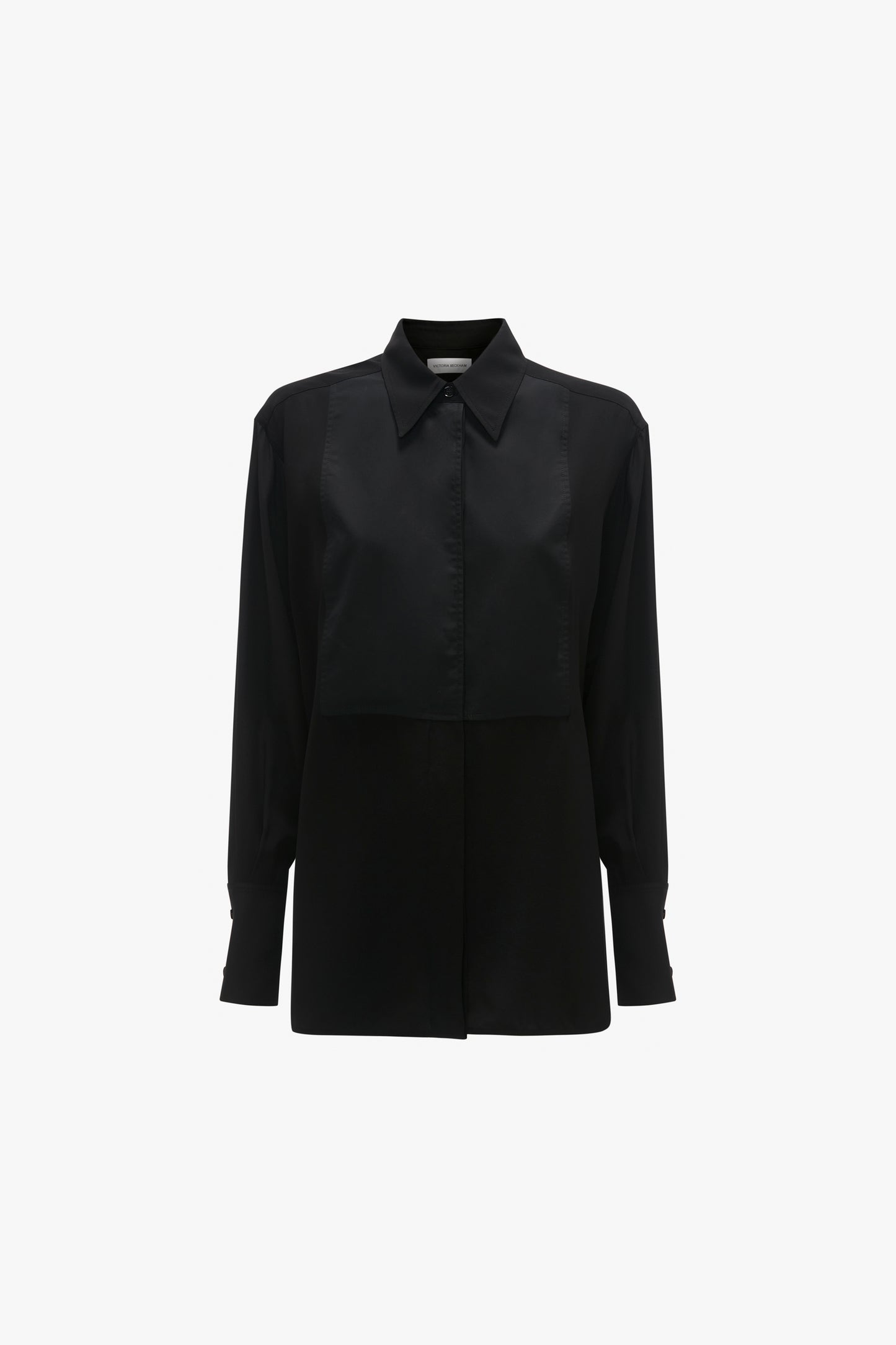 Contrast Bib Shirt In Black