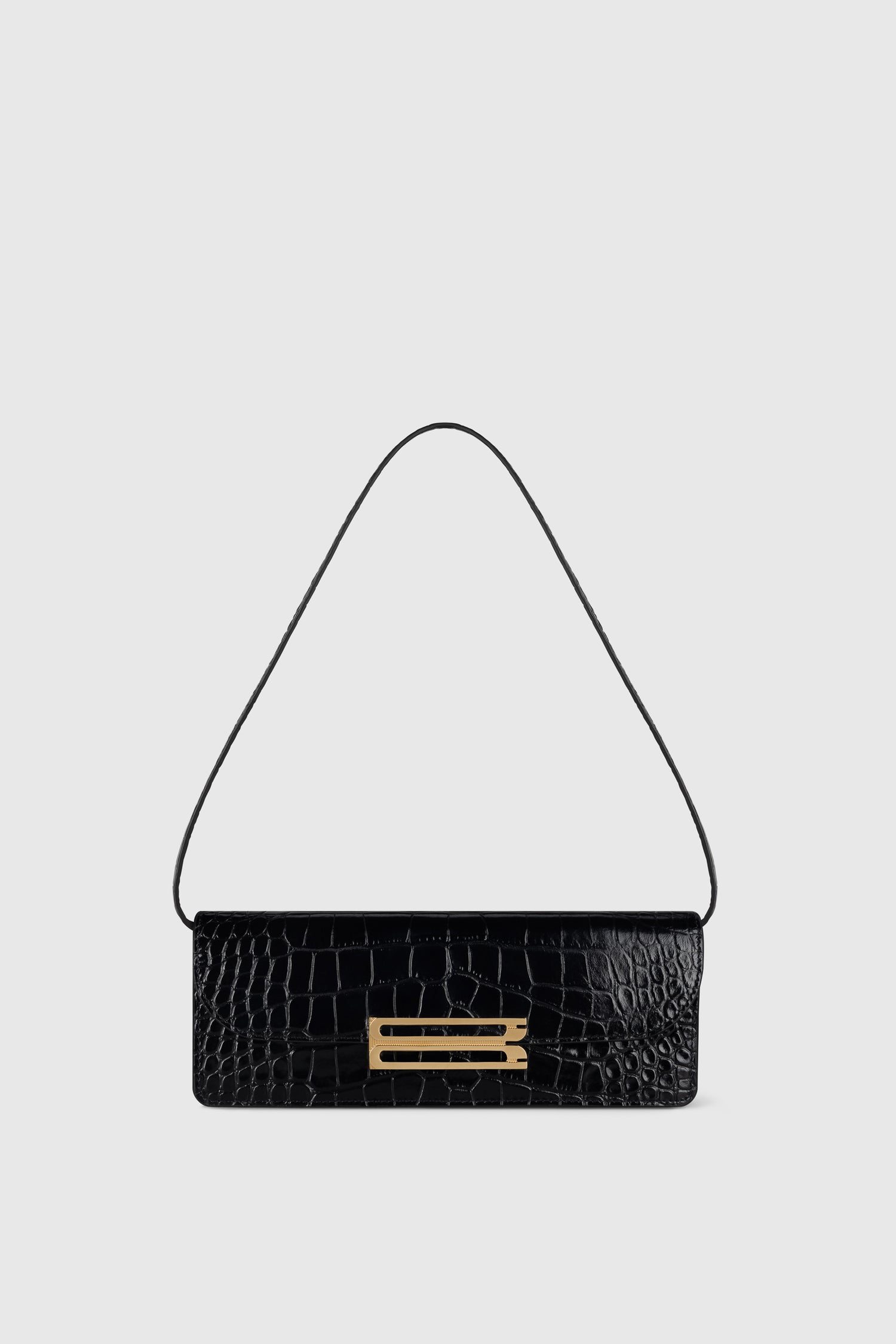 Dorian East-West Clutch Croc Embossed Leather