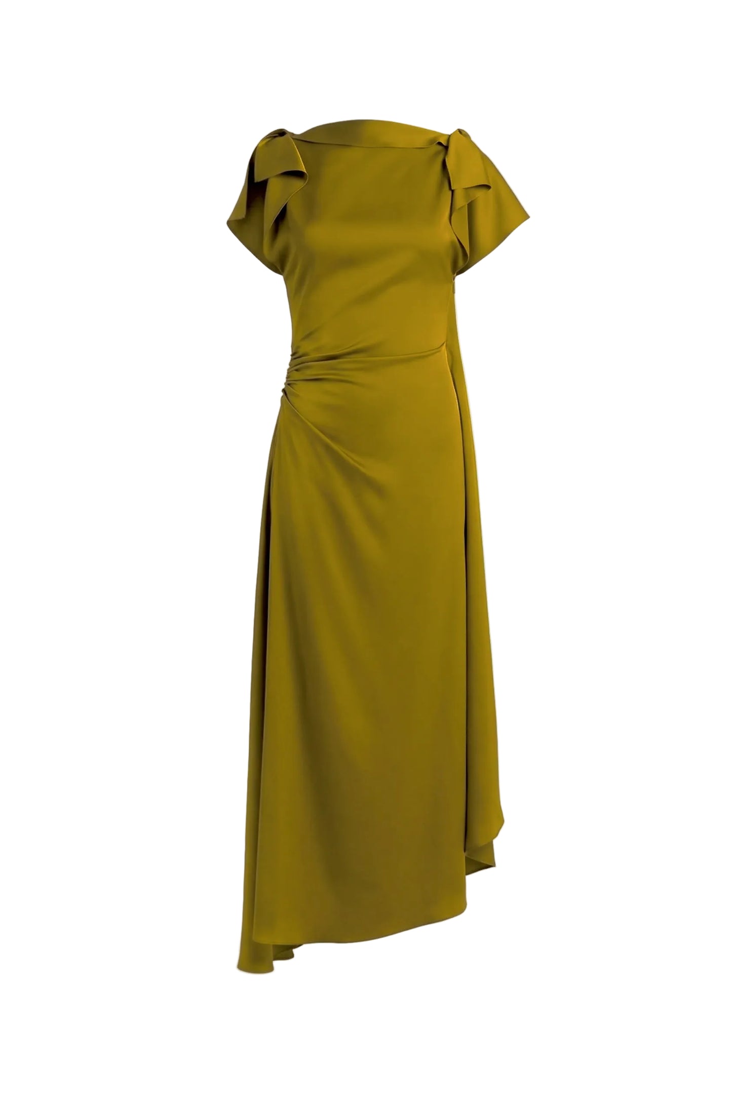 Drape Midi Dress In Moss
