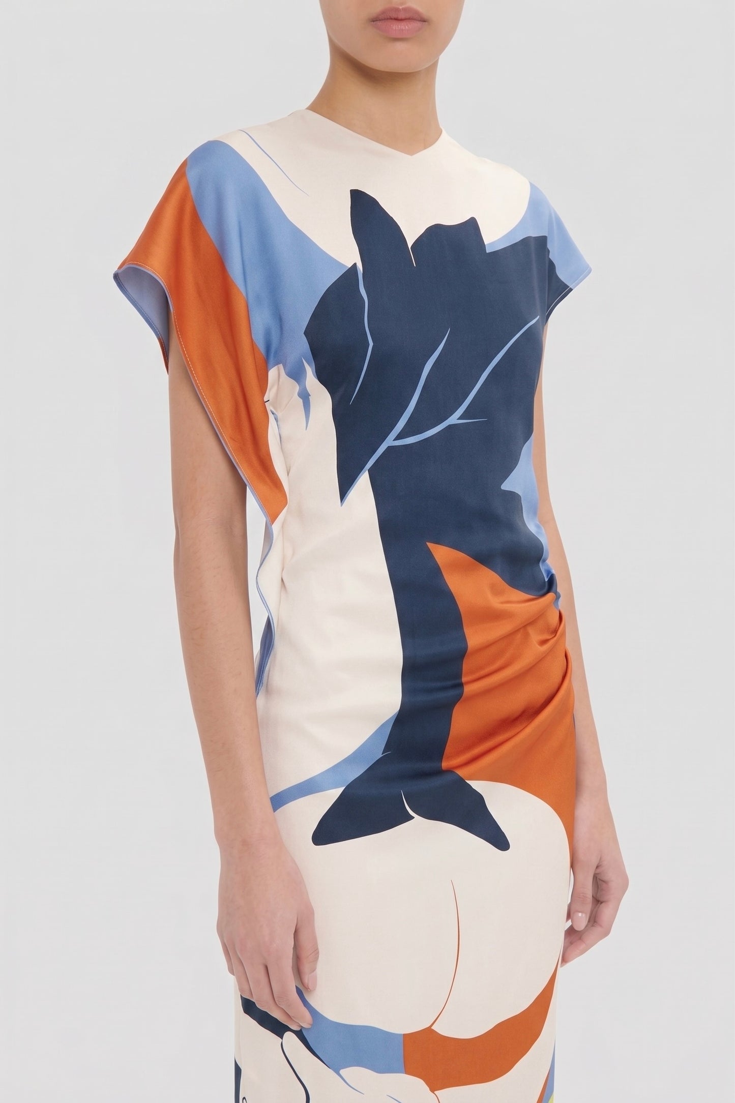 Victoria Midi Dress In Abstract Blue Print