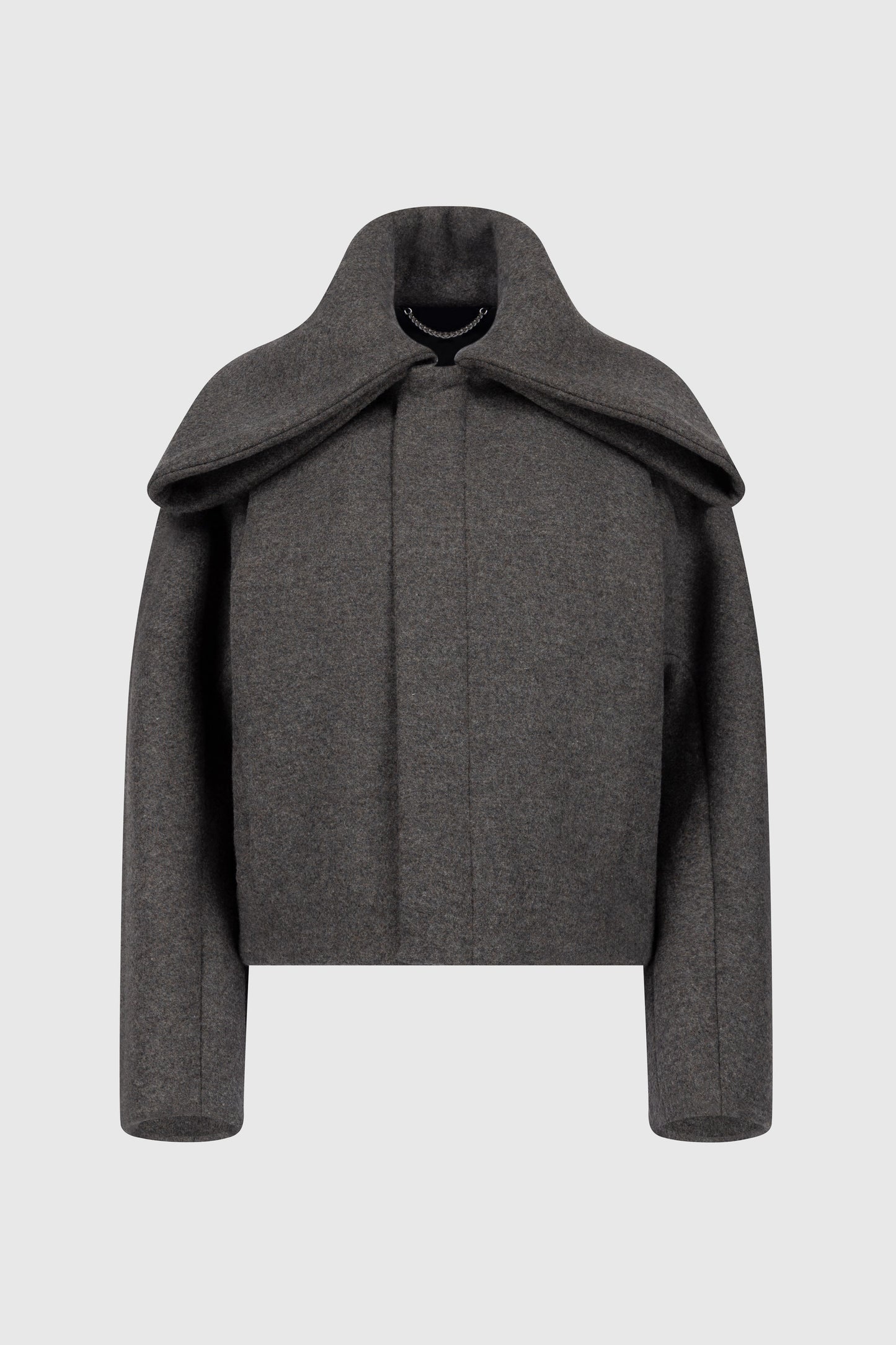 Folded Collar Bomber Jacket In Grey
