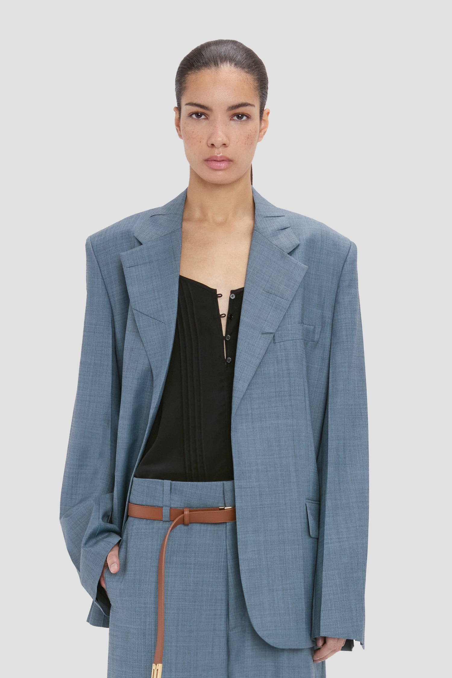Notched Lapel Jacket In Cloud Blue