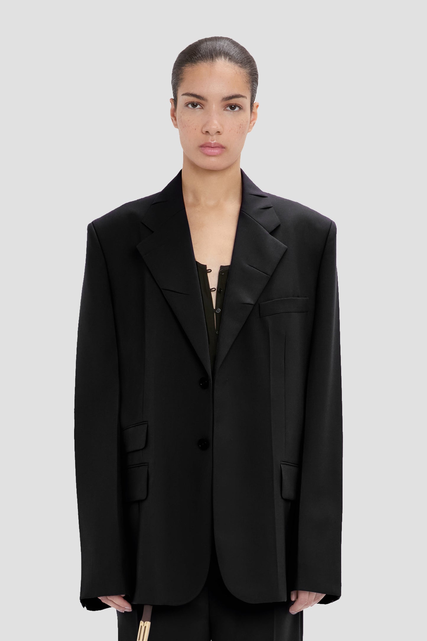 Notched Lapel Jacket In Black