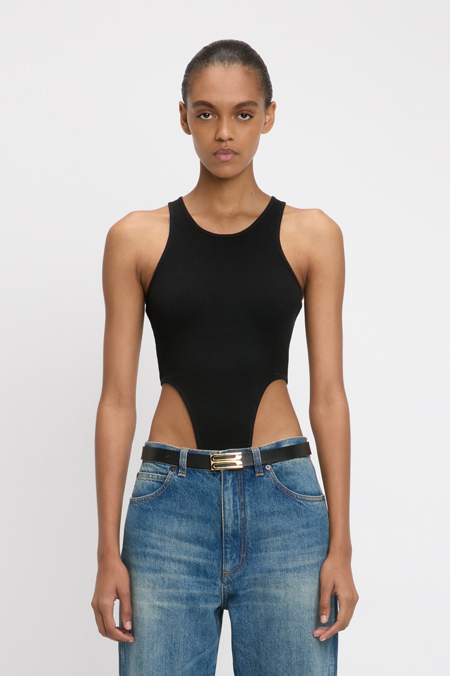 High Leg Bodysuit In Black