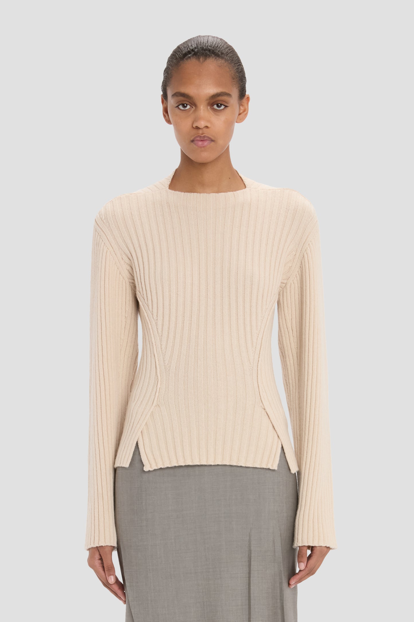 Ribbed Jumper In Elderflower