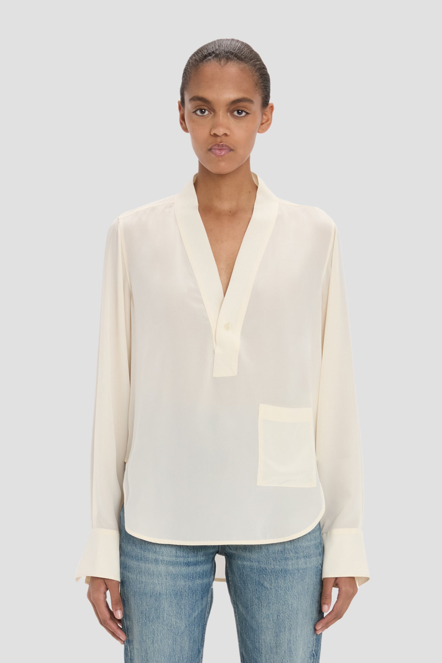 V-Neck Blouse In Ivory