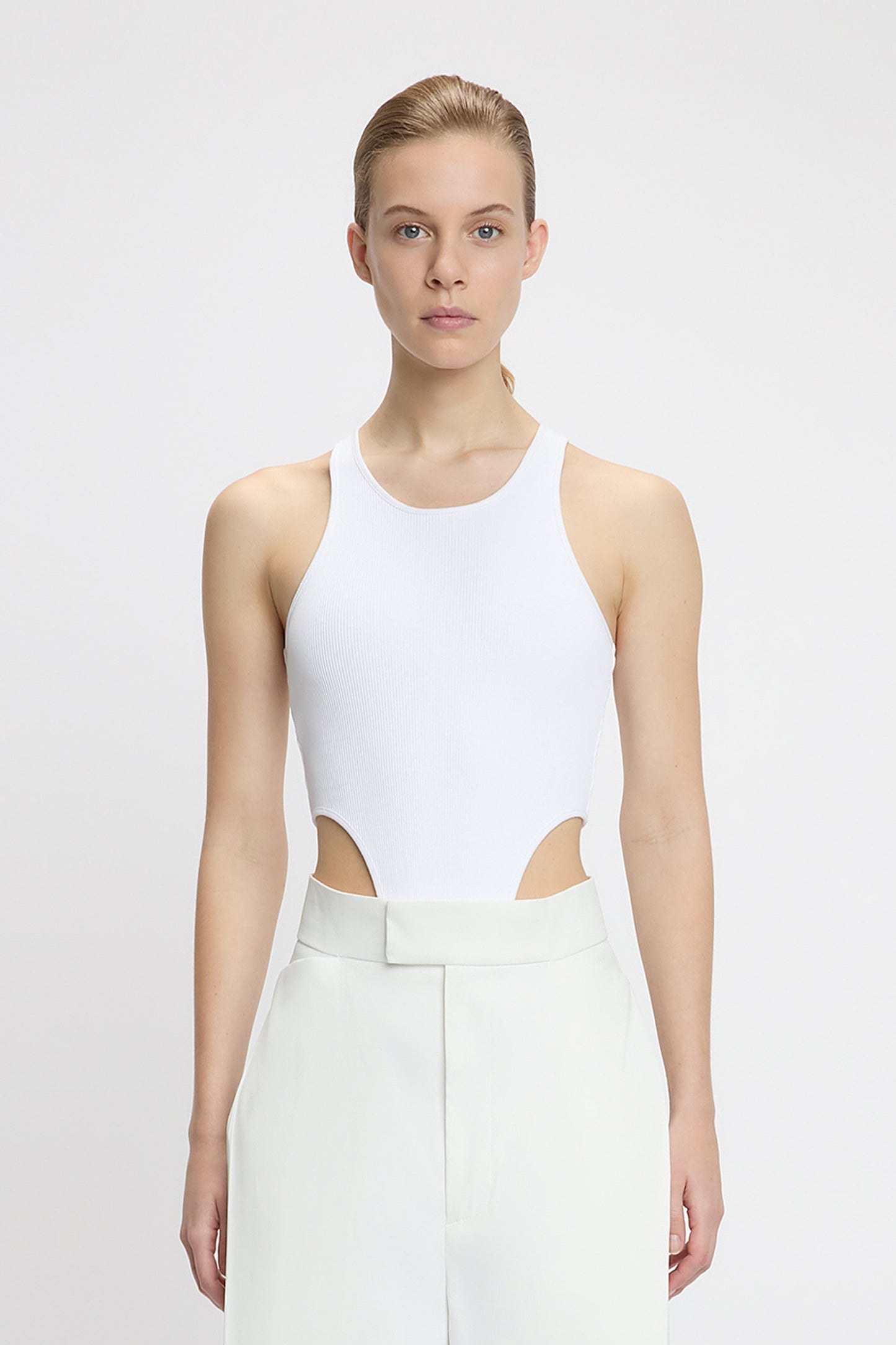 High Leg Bodysuit In White