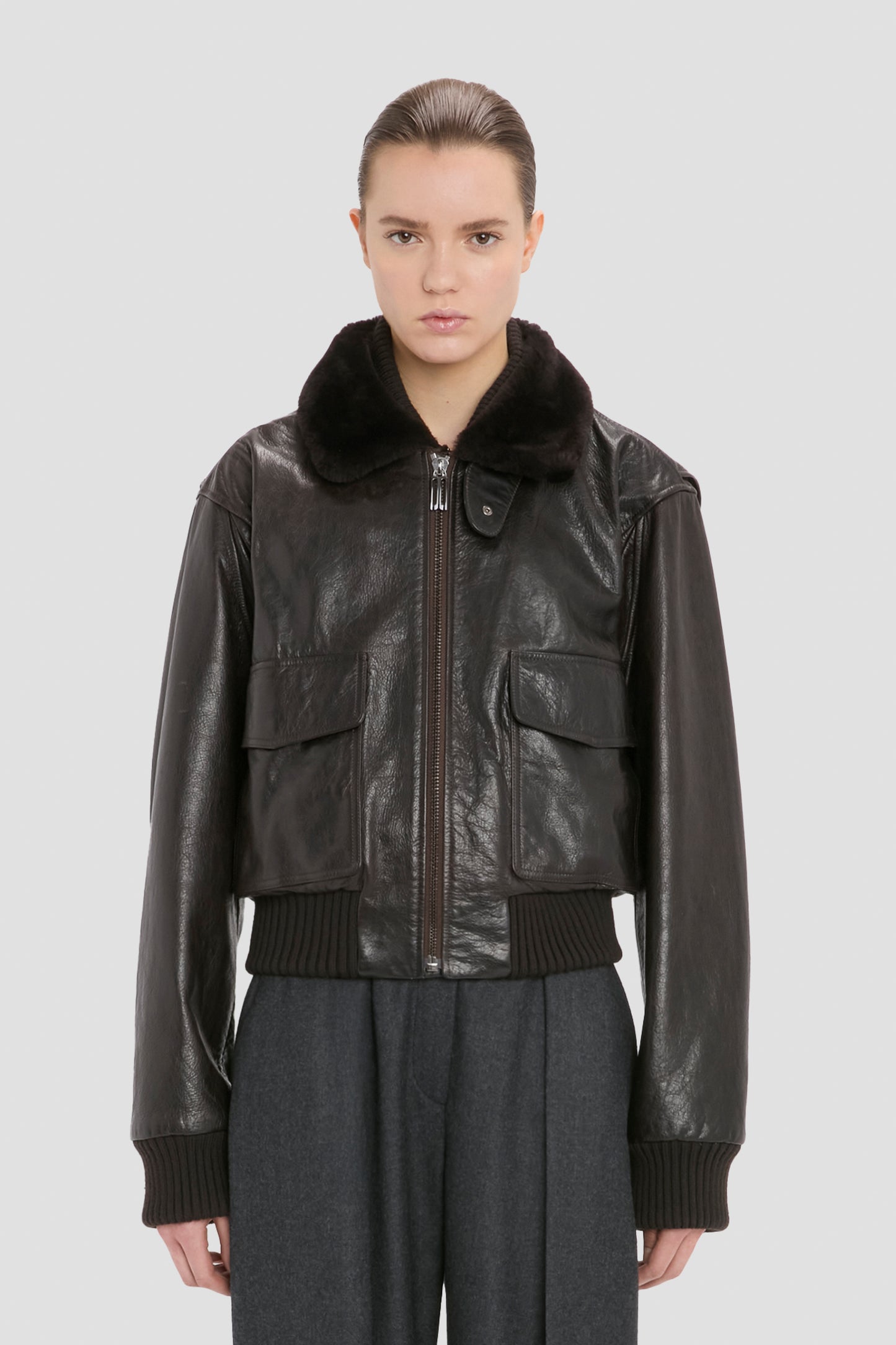 Aviator Jacket In Dark Earth
