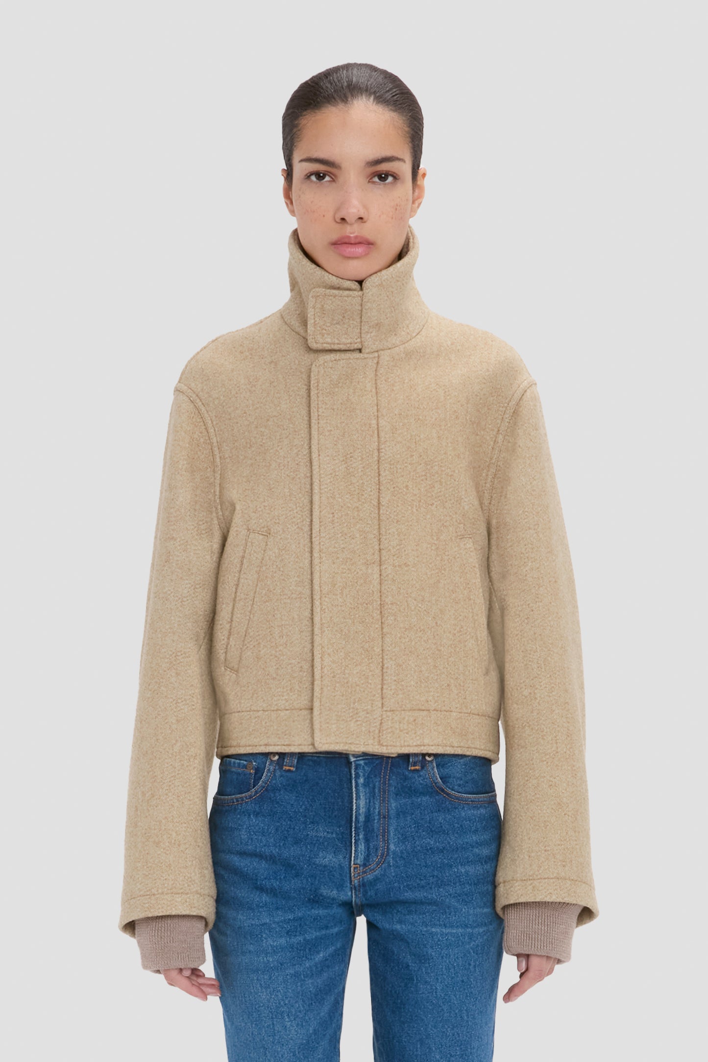 Bomber Jacket In Camel Melange