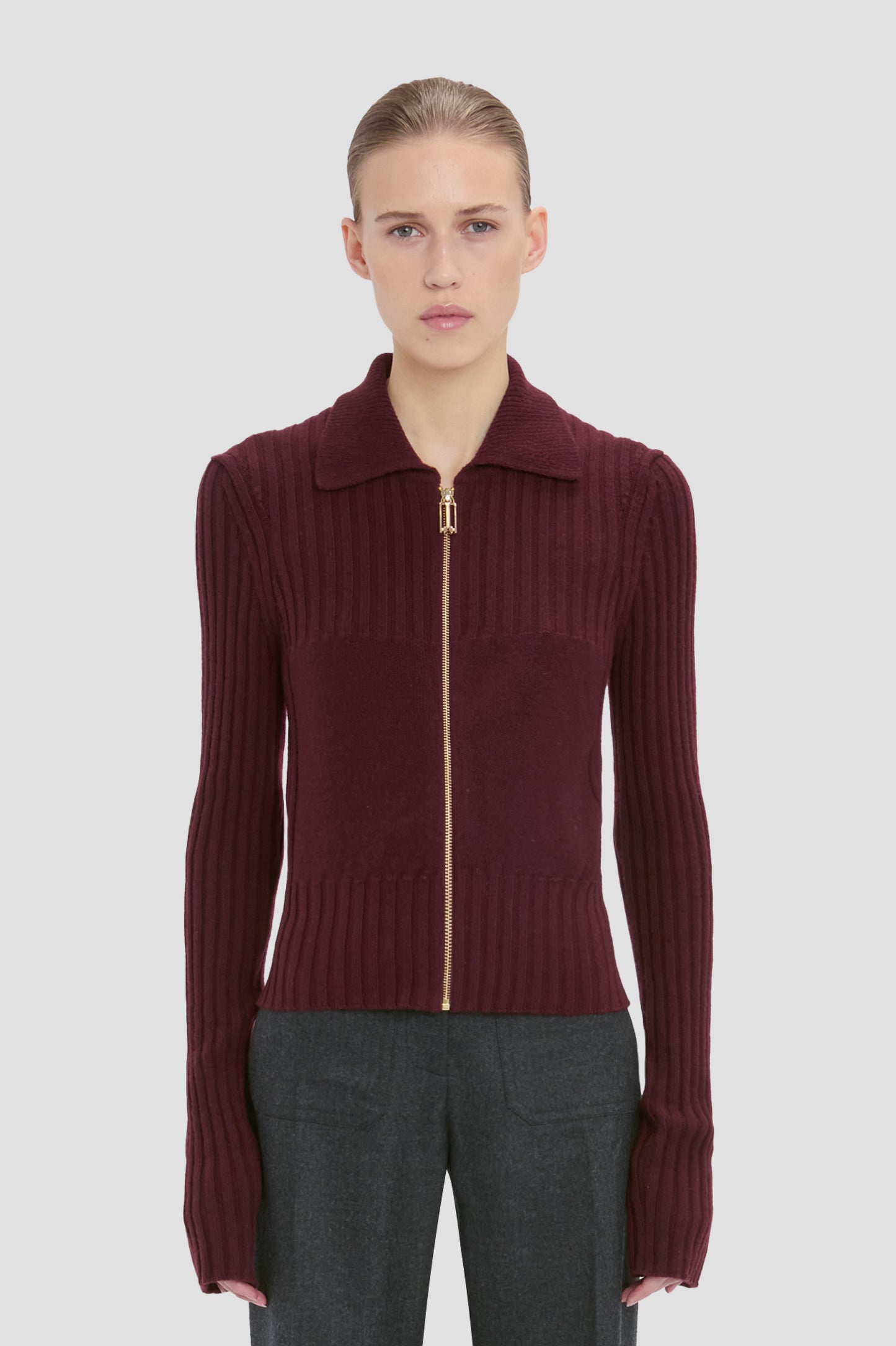 Zip Jumper In Acai