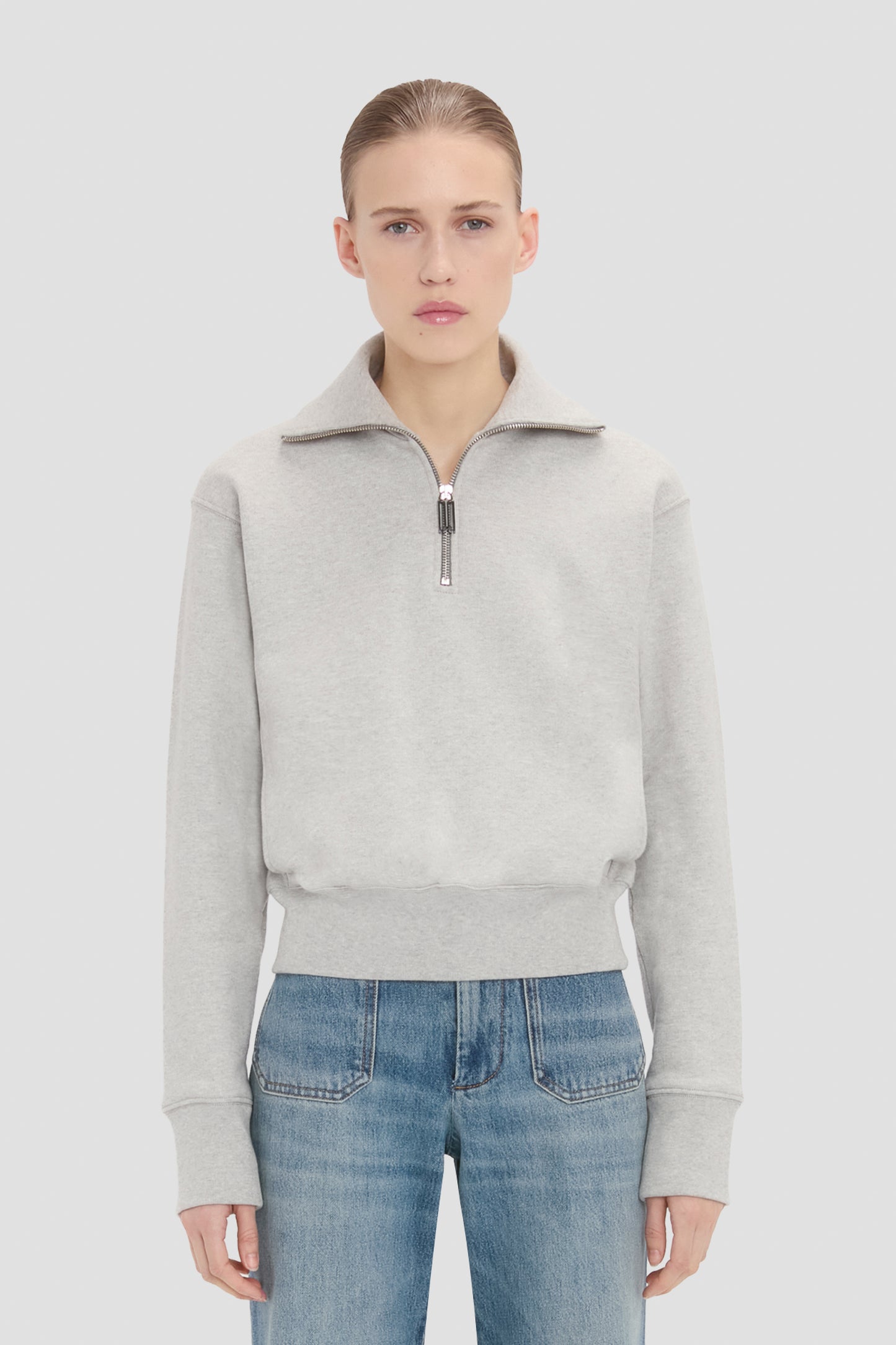 Half Zip Sweatshirt In Grey Marl