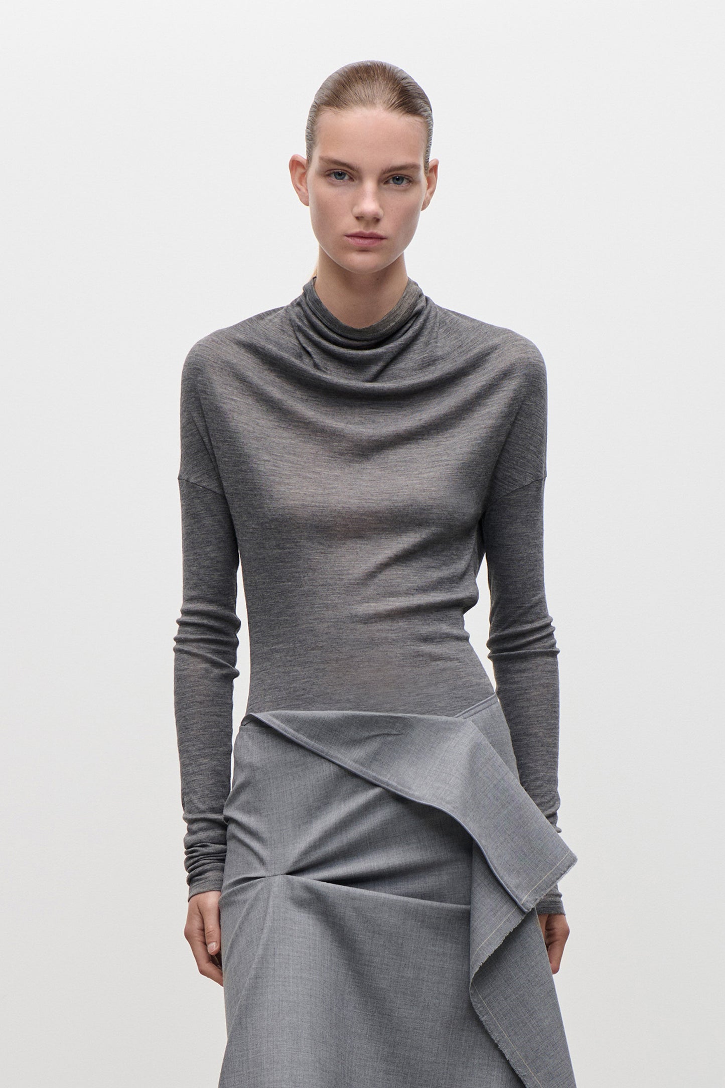 Draped Top In Grey Marl