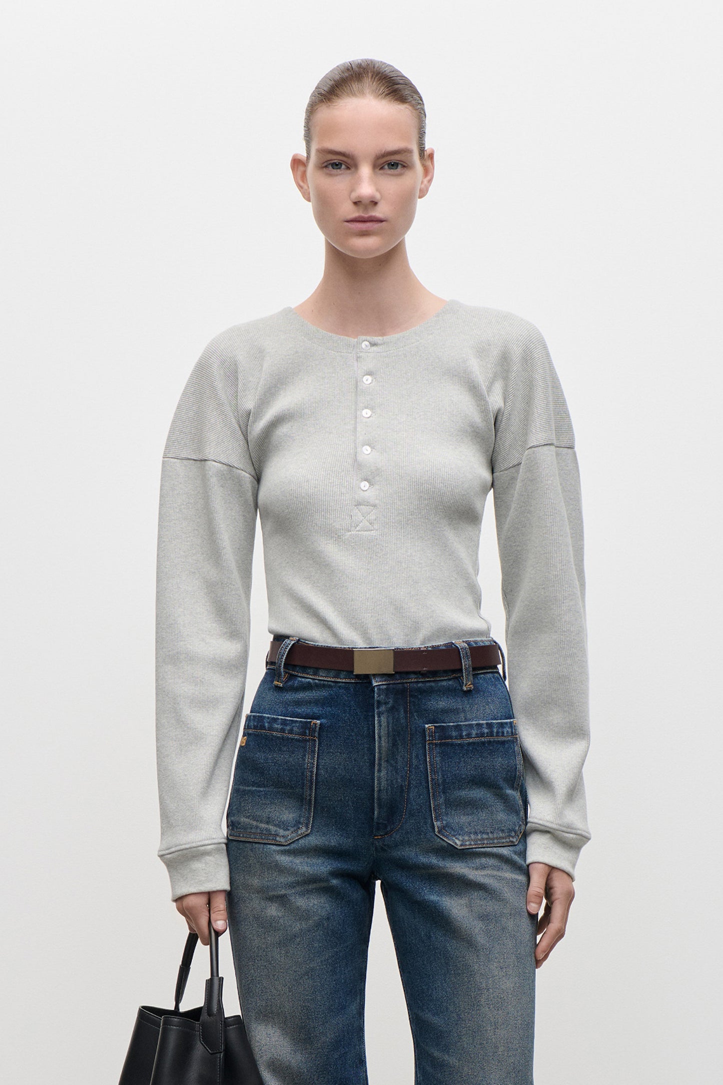 Hazel Top In Grey Marl