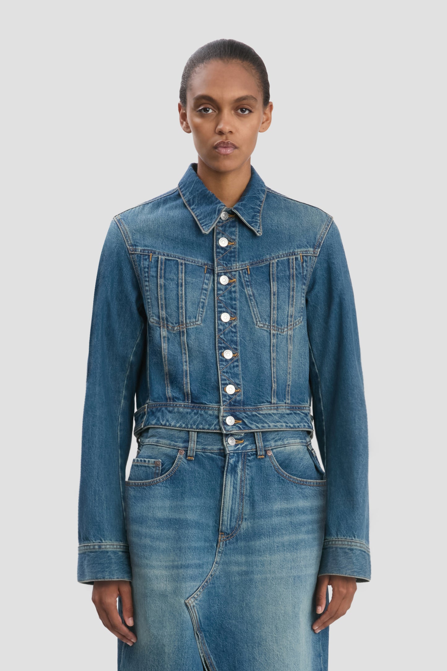 Denim Jacket In Mid Blue Wash