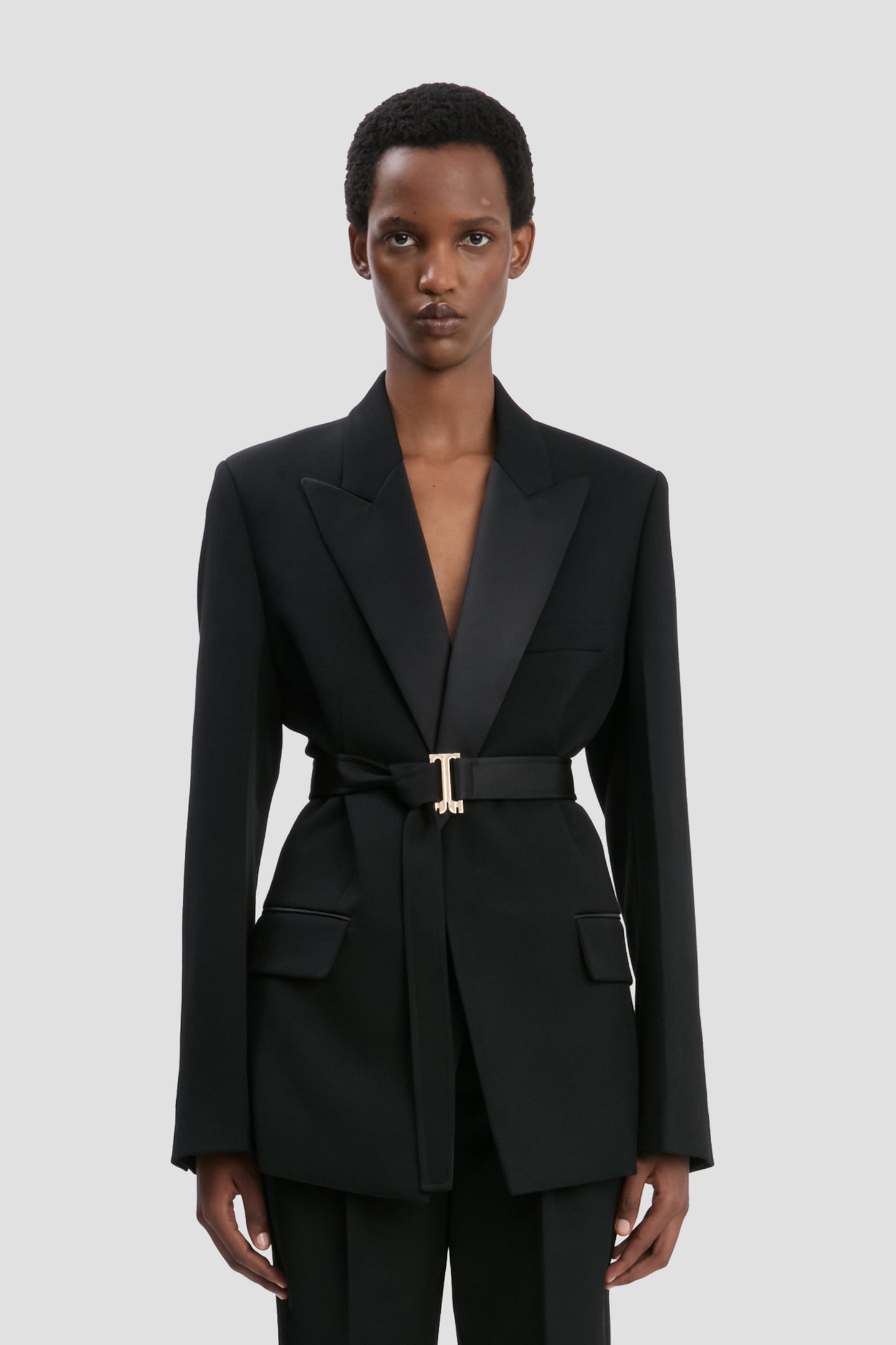 Belted Tailored Jacket In Black
