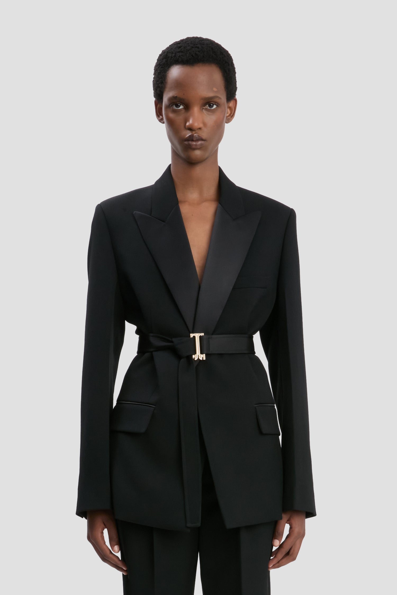 Belted Tailored Jacket In Black