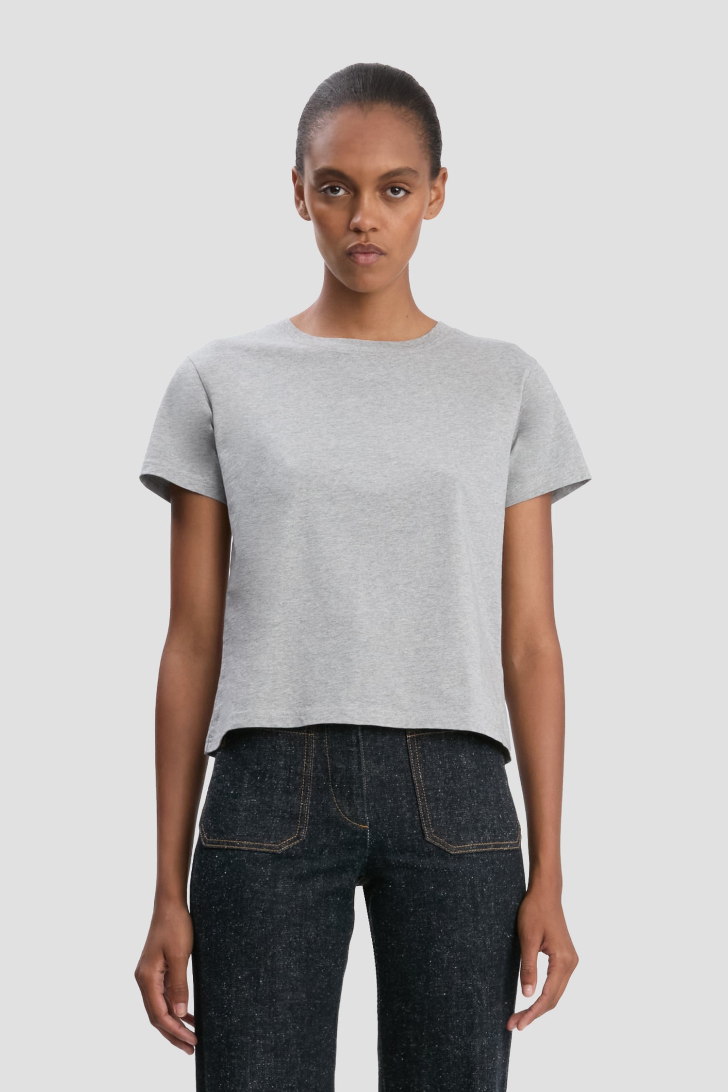 Shrunken Fit T-Shirt In Grey Marl
