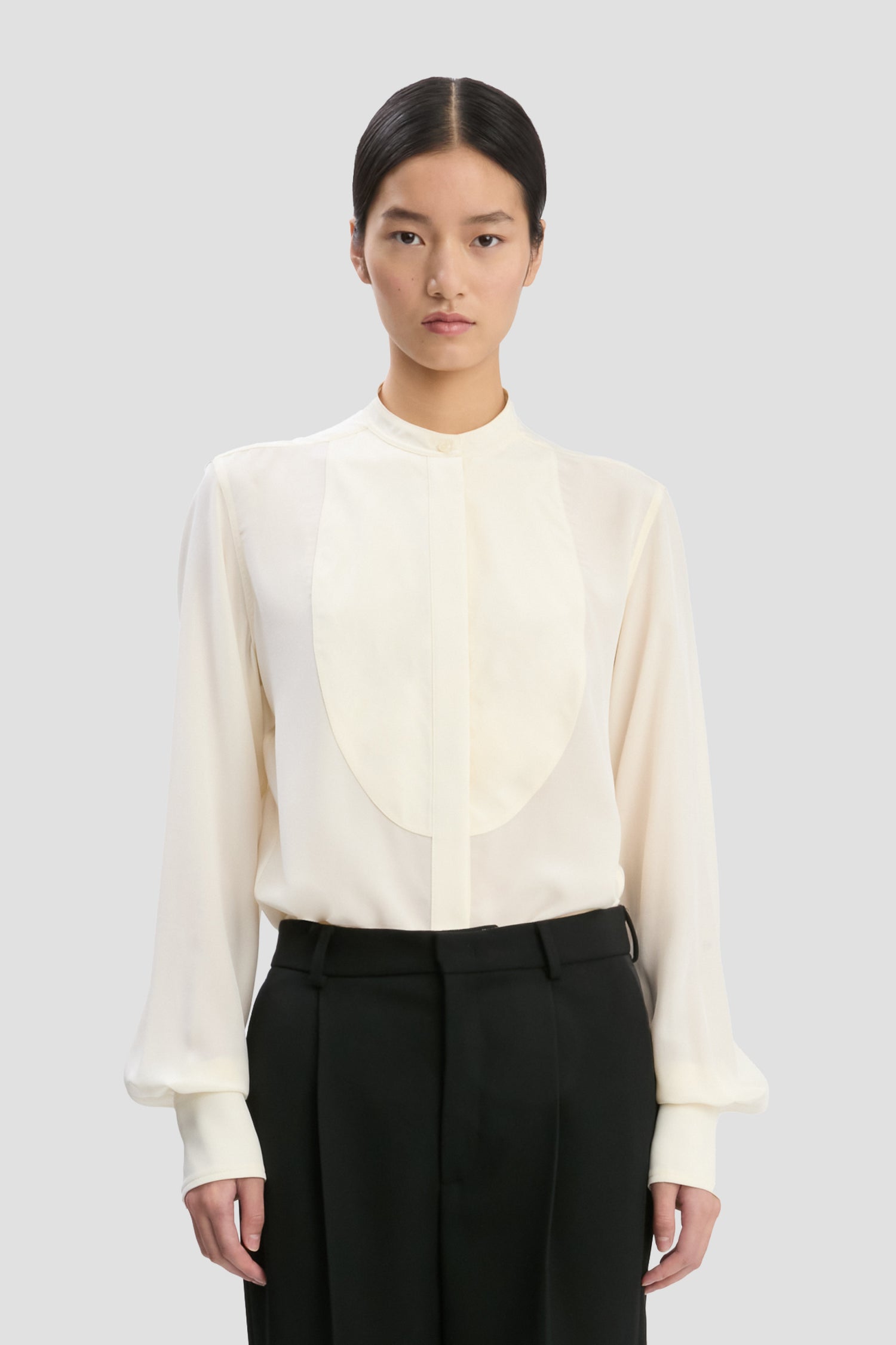 Bib Detail Shirt In Ivory