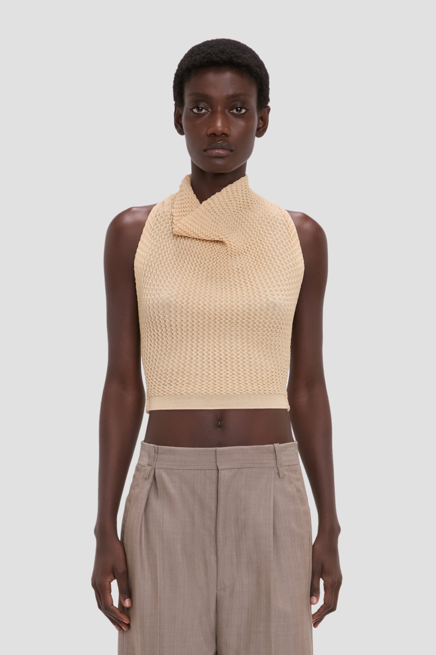 Draped Sleeveless Top In Sandstone