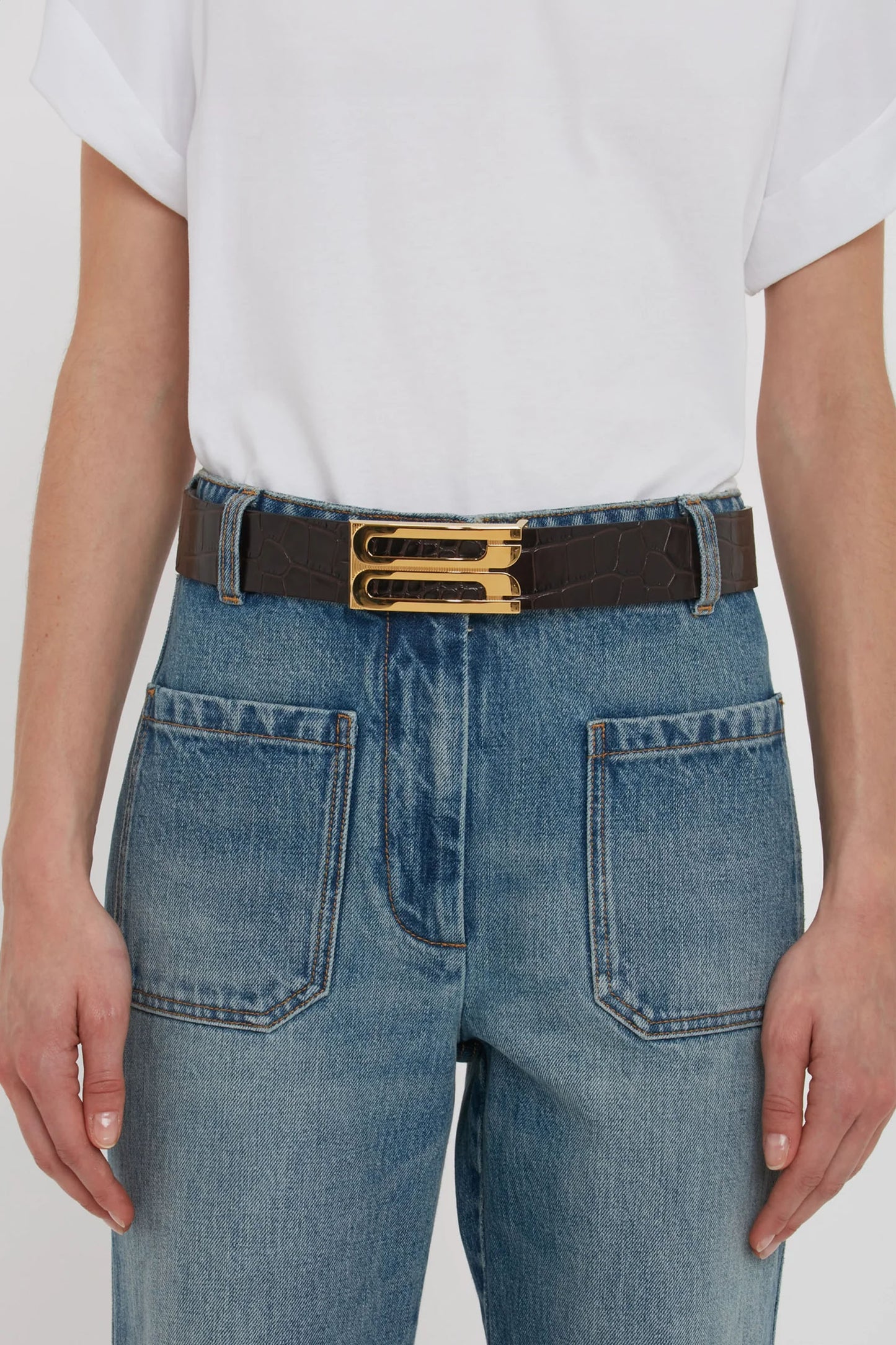 Dorian Frame Belt Jumbo Croc Espresso