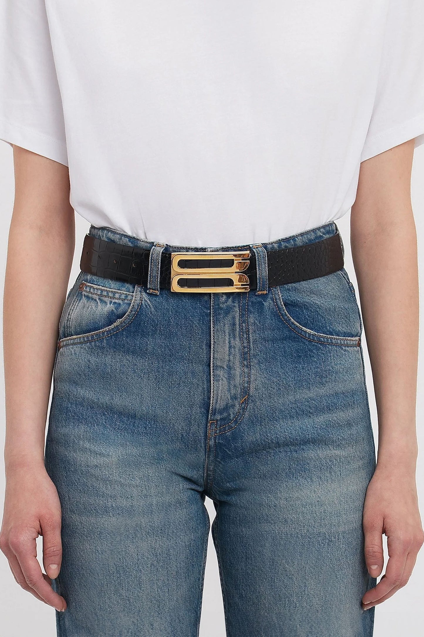 Dorian Frame Belt Jumbo 40mm Croc Embossed Leather